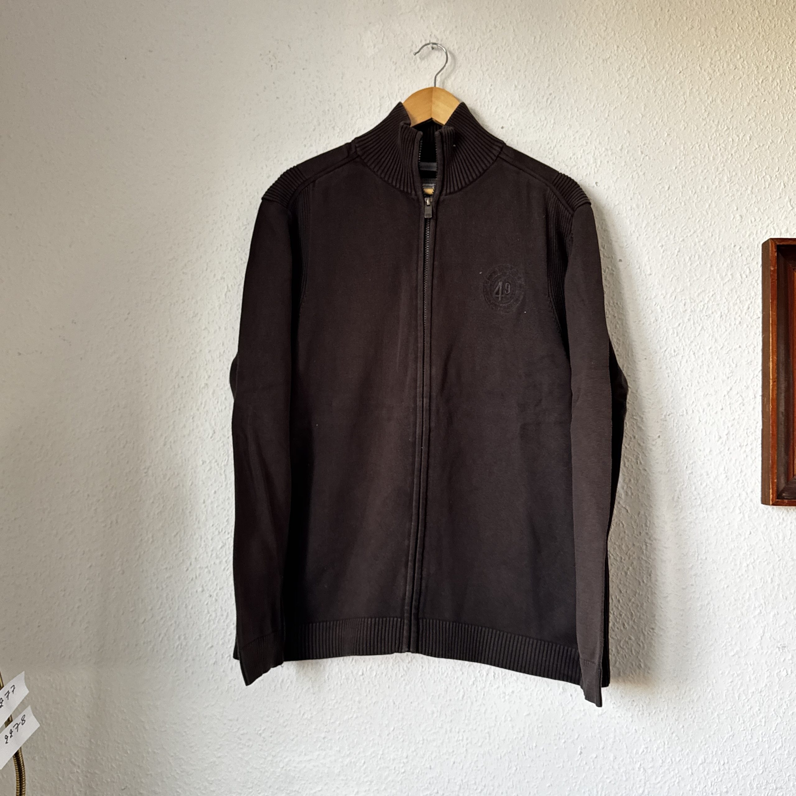 Sprit Hackett Brown Full Zip Jumper UK Large Ribbed Collar 2277 image 2