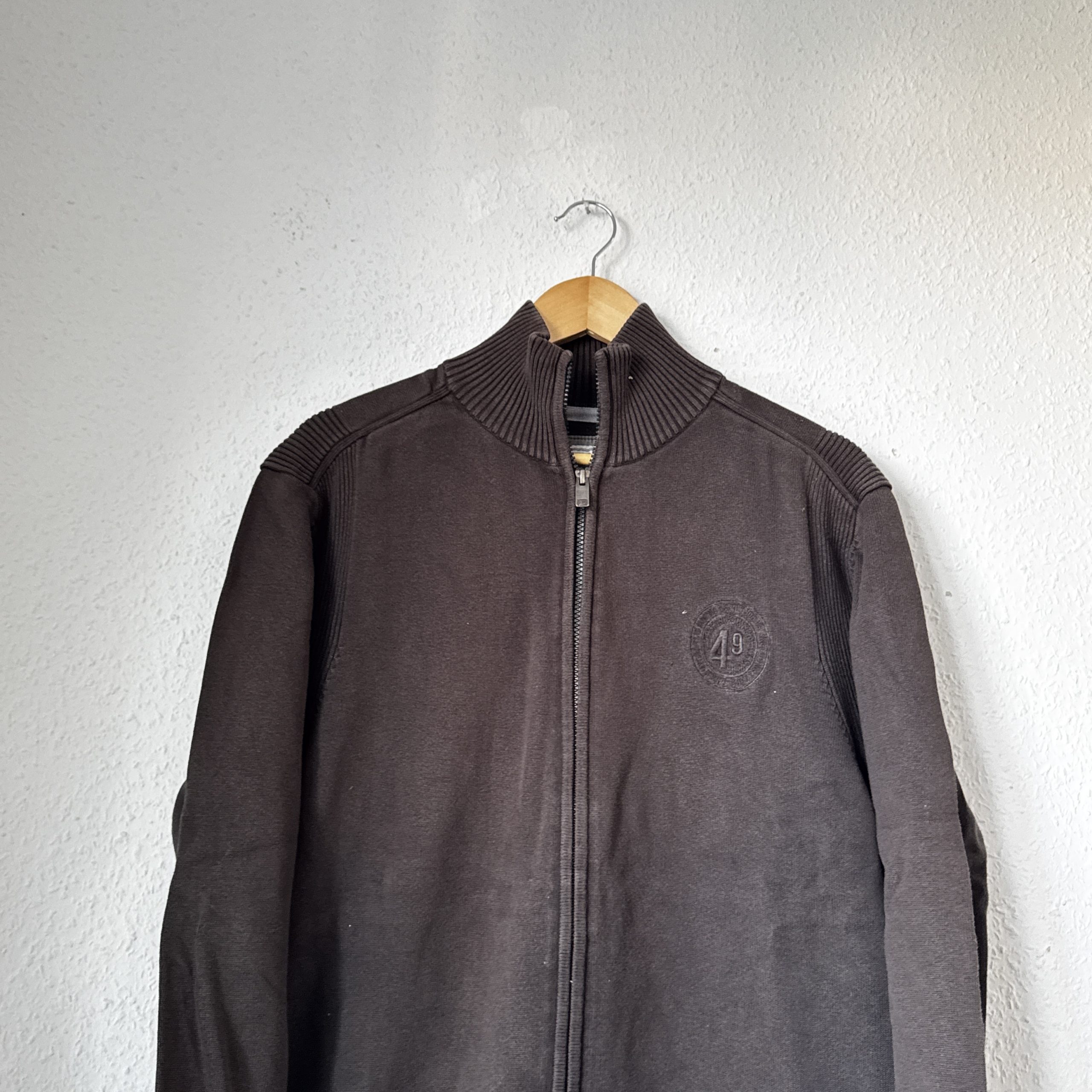 Sprit Hackett Brown Full Zip Jumper UK Large Ribbed Collar 2277 image 3