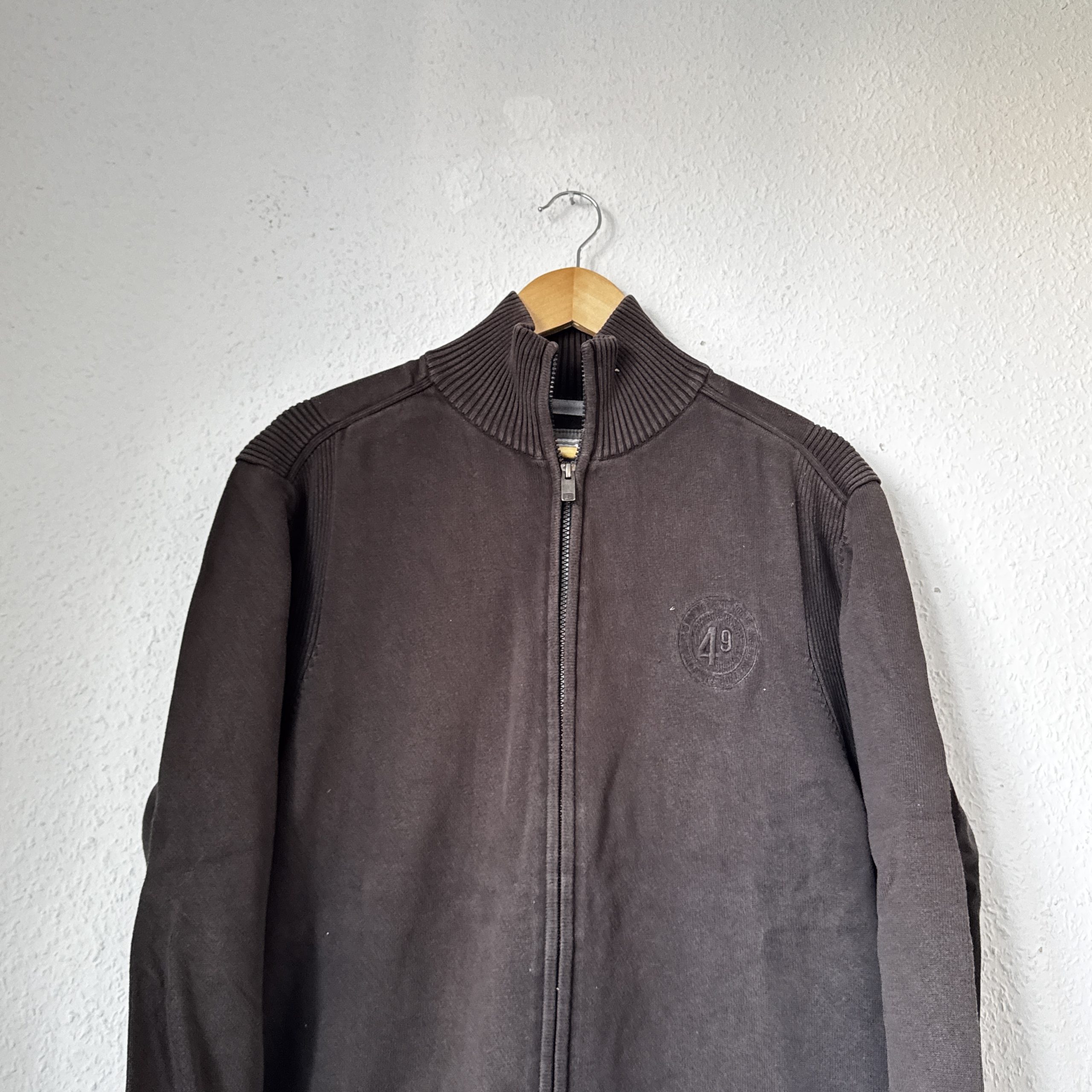 Sprit Hackett Brown Full Zip Jumper UK Large Ribbed Collar 2277 image 4