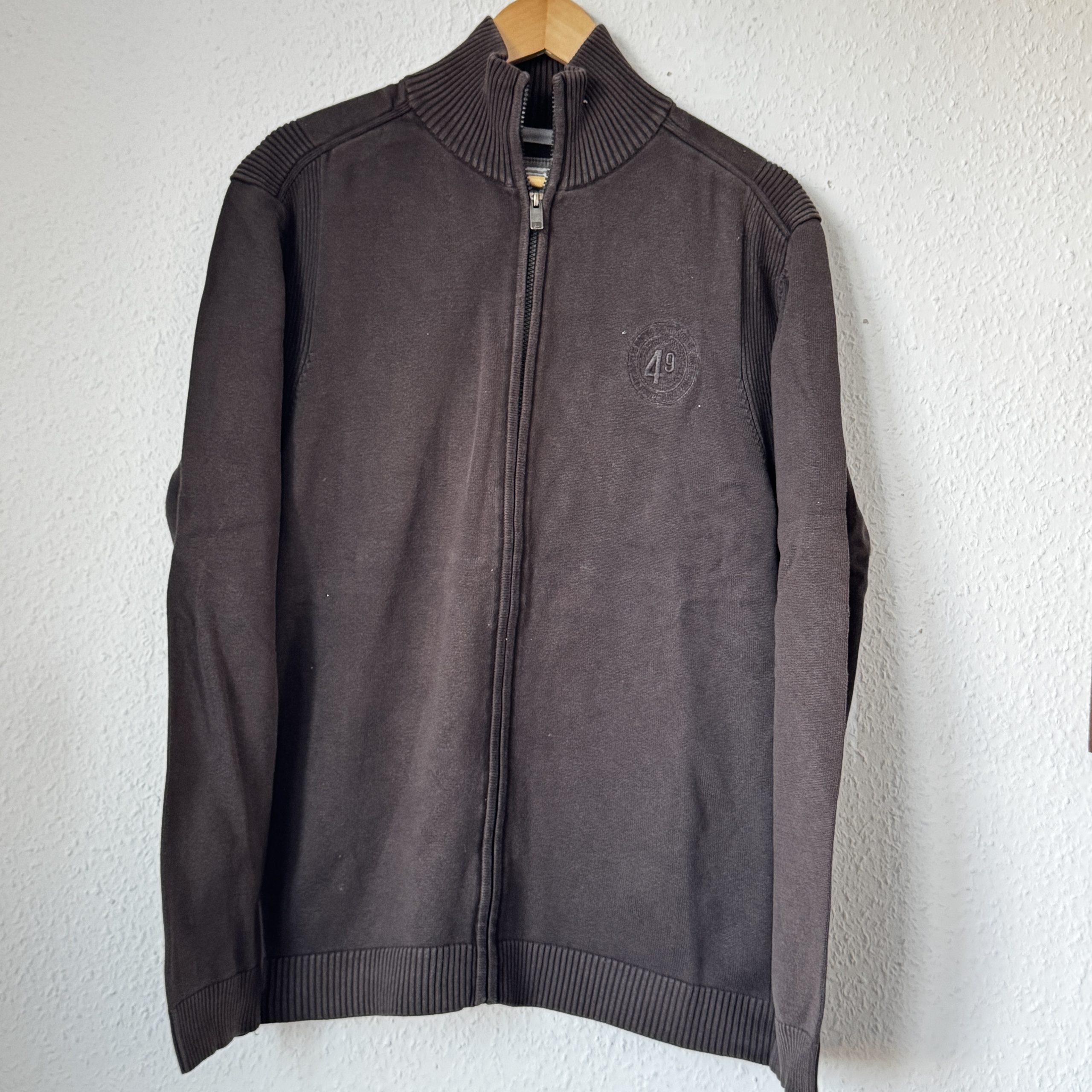 Sprit Hackett Brown Full Zip Jumper UK Large Ribbed Collar 2277 image 5