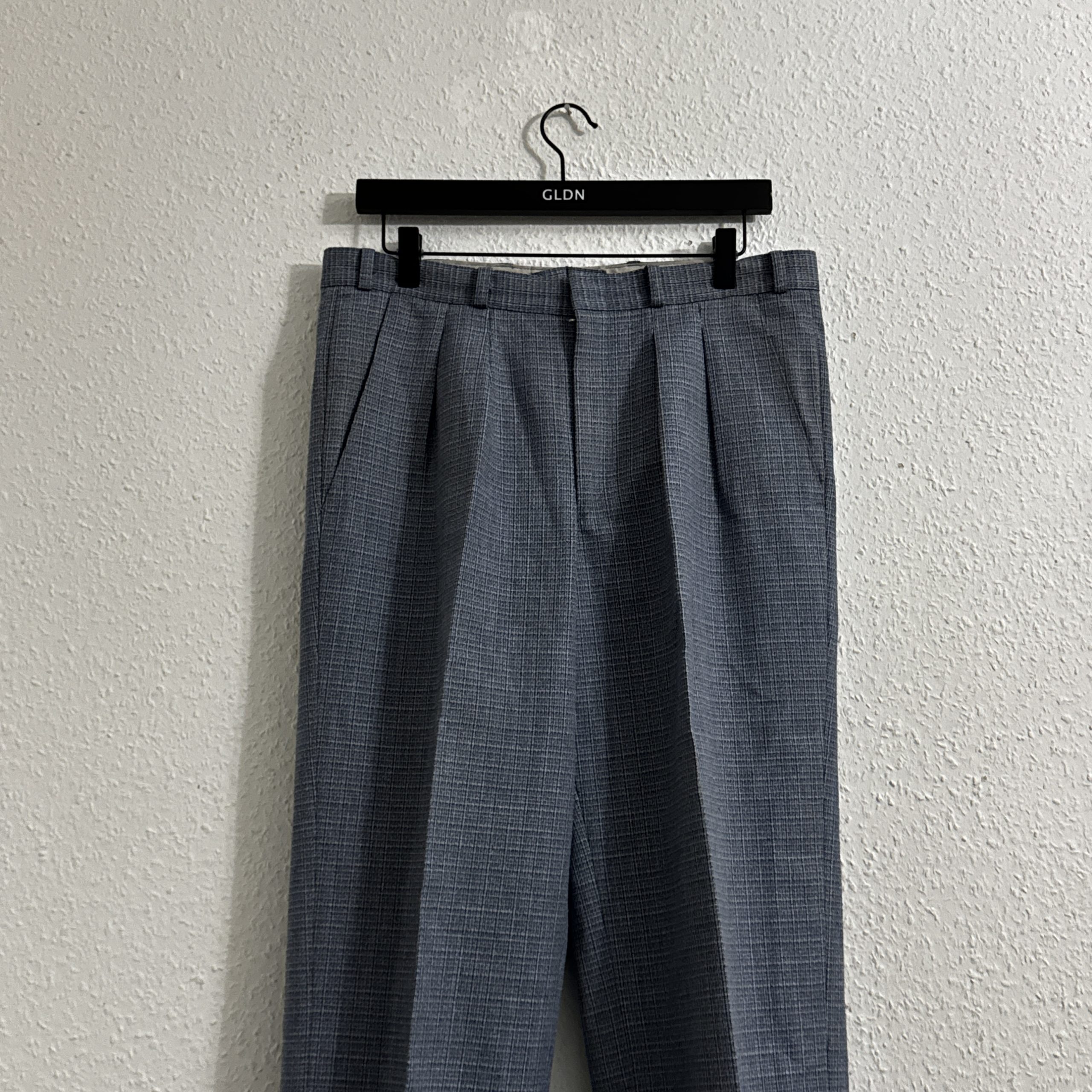 Trevira Grey Checked Pleated Trousers Size 32 2290 image 2