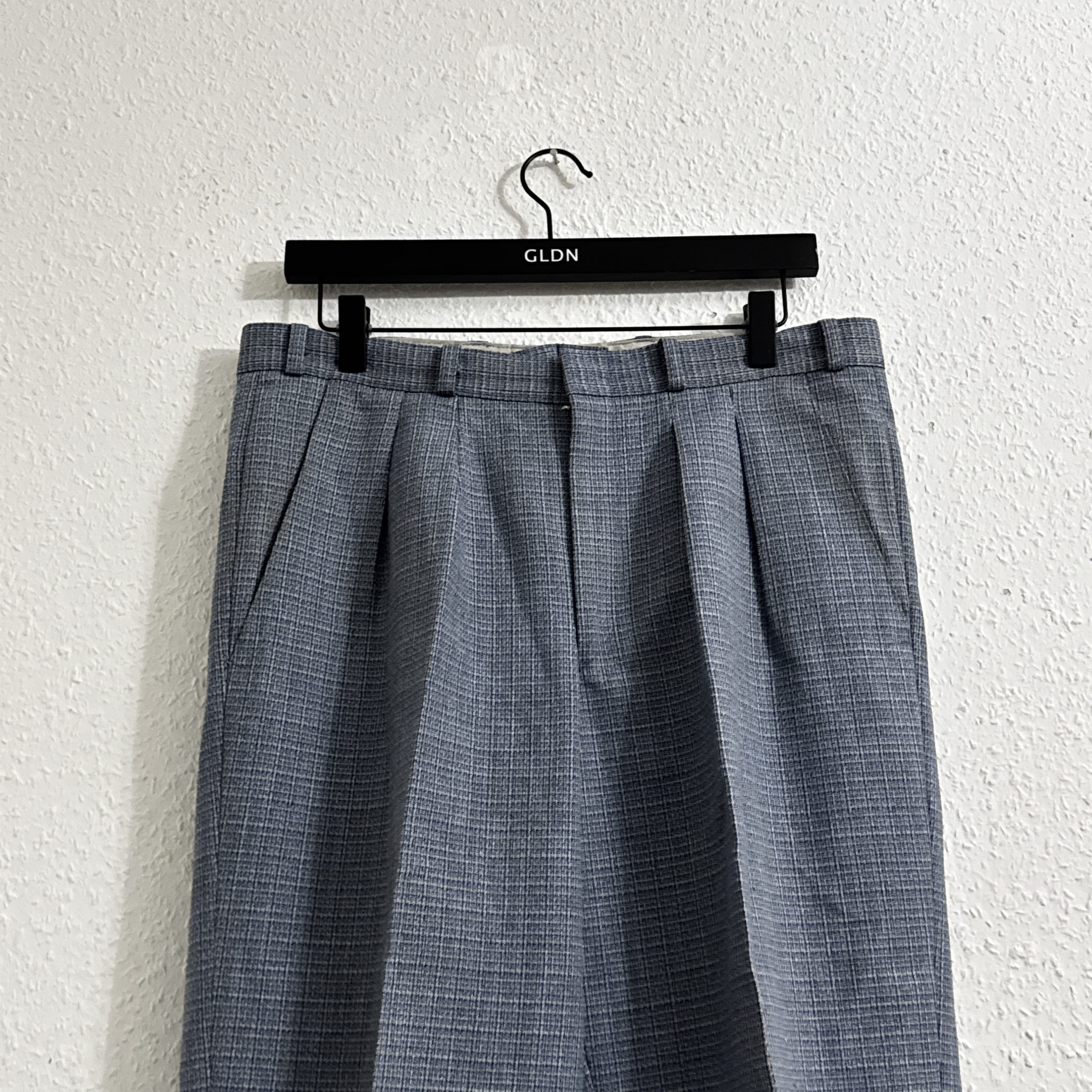 Trevira Grey Checked Pleated Trousers Size 32 2290 image 3