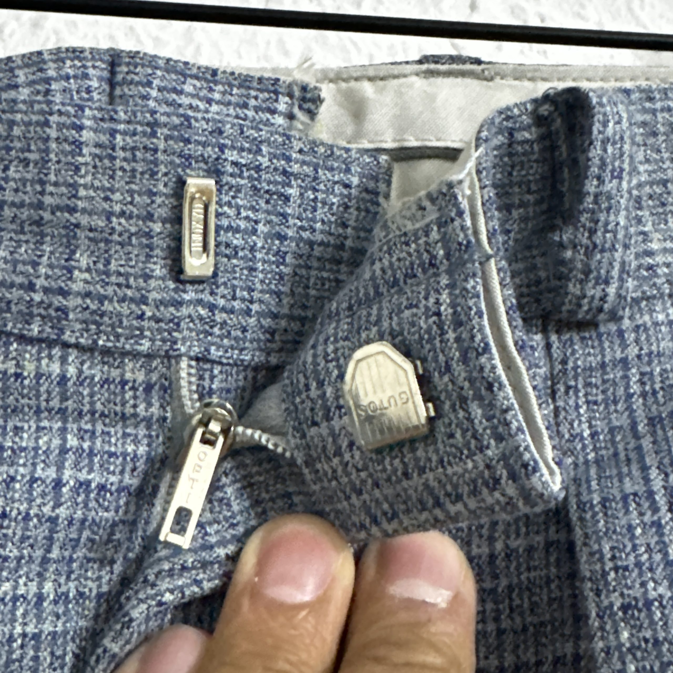 Trevira Grey Checked Pleated Trousers Size 32 2290 image 7