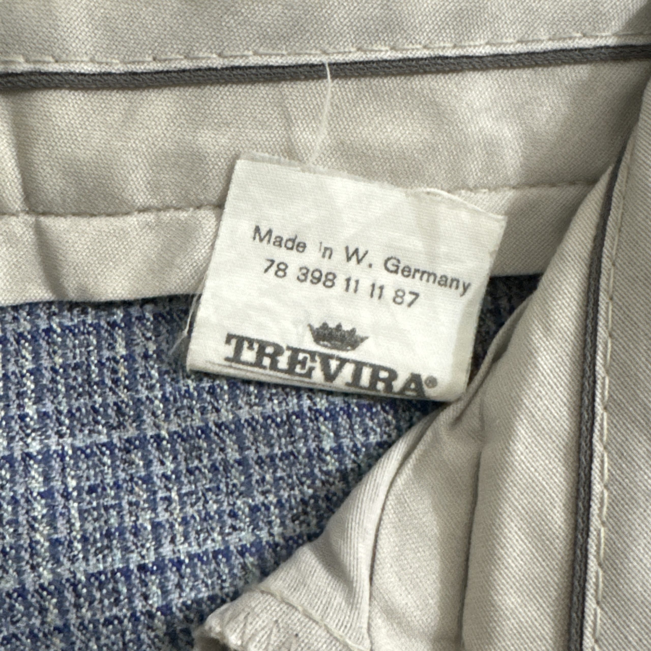 Trevira Grey Checked Pleated Trousers Size 32 2290 image 8