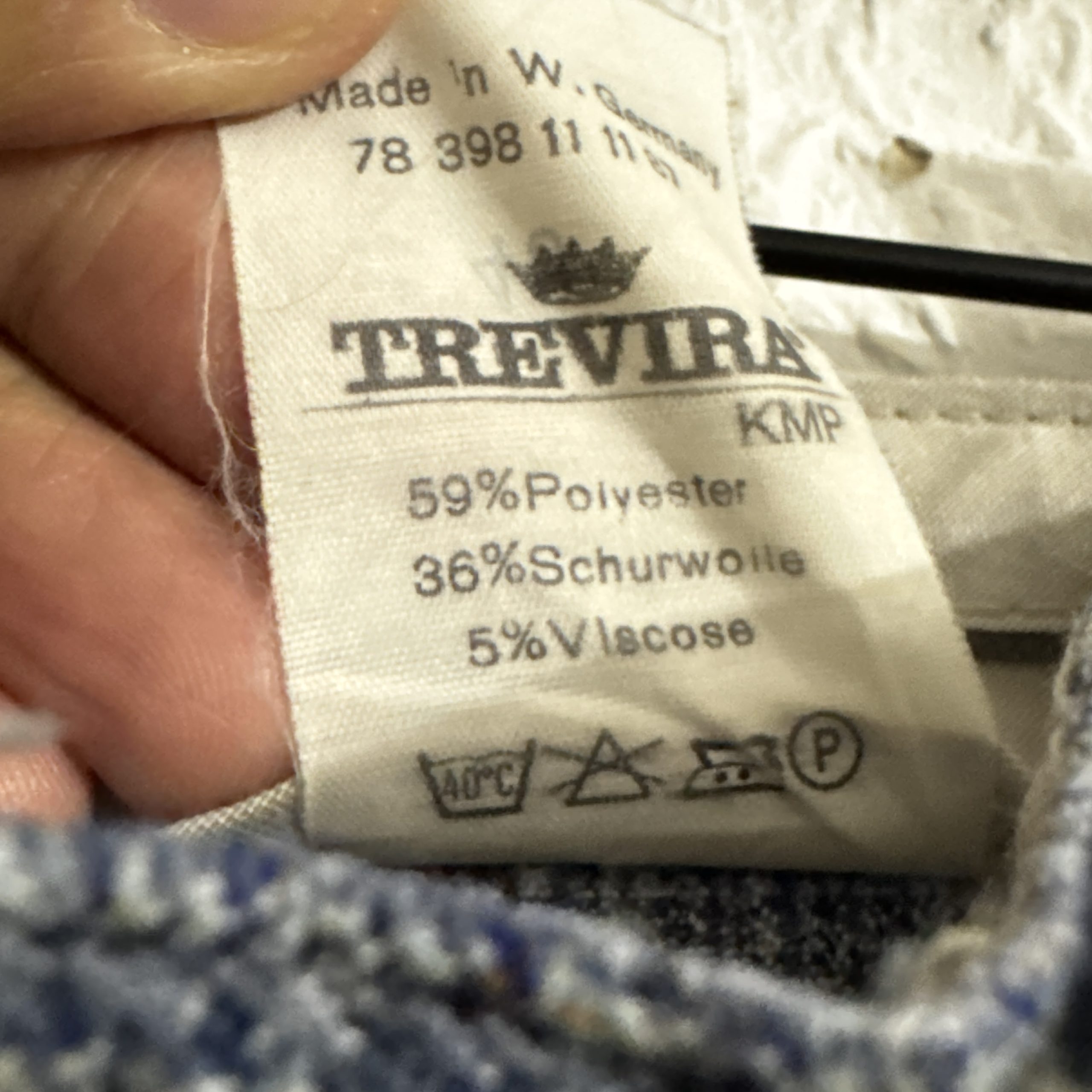 Trevira Grey Checked Pleated Trousers Size 32 2290 image 10