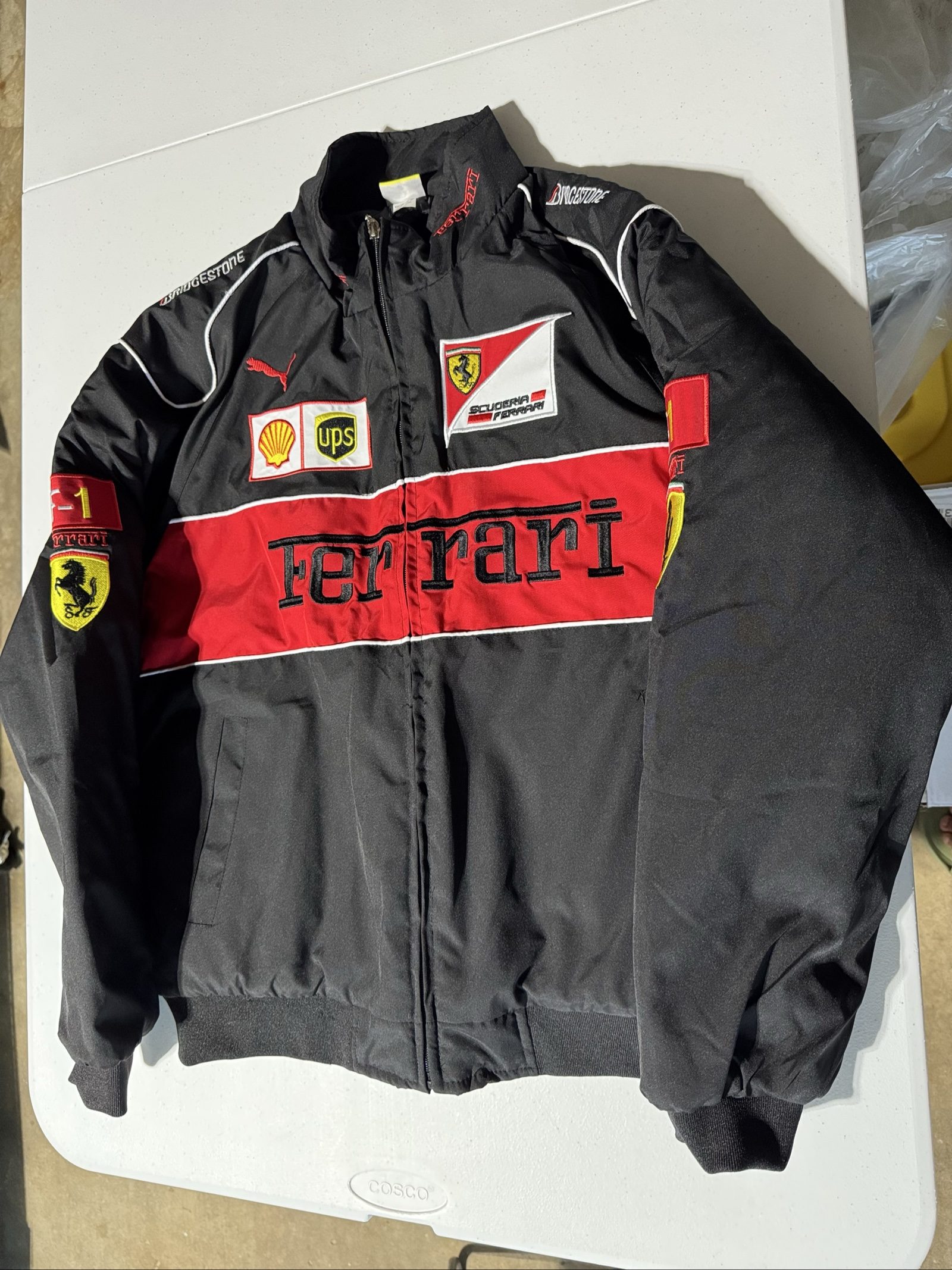 Ferrari Black & Red Racing Jacket Size L with Embroidered Logos image 3