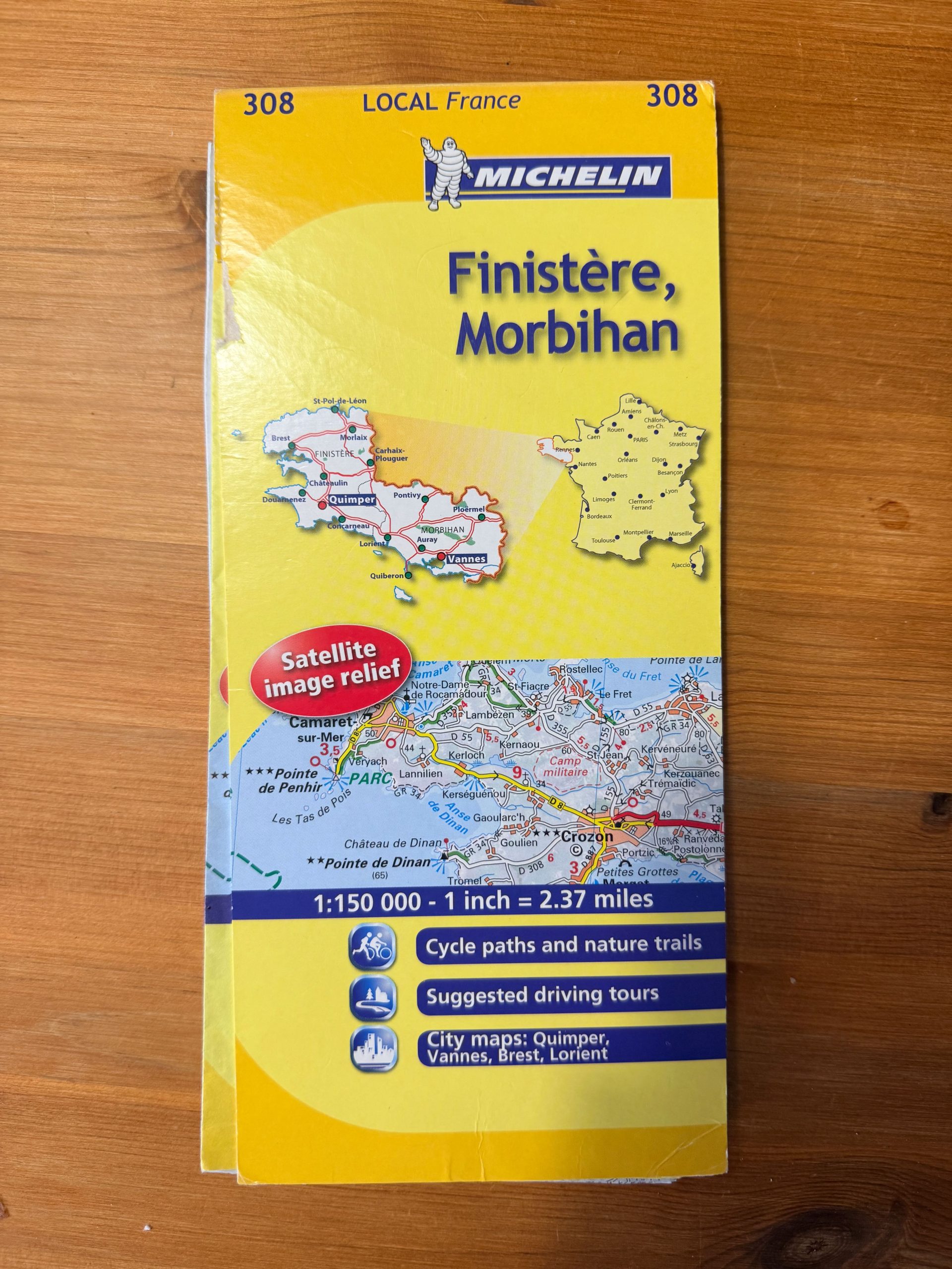 Michelin Yellow France Finistère Morbihan Local Map 308