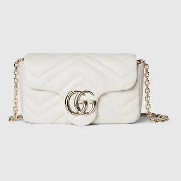 Gucci White GG Marmont Quilted Leather Shoulder Bag