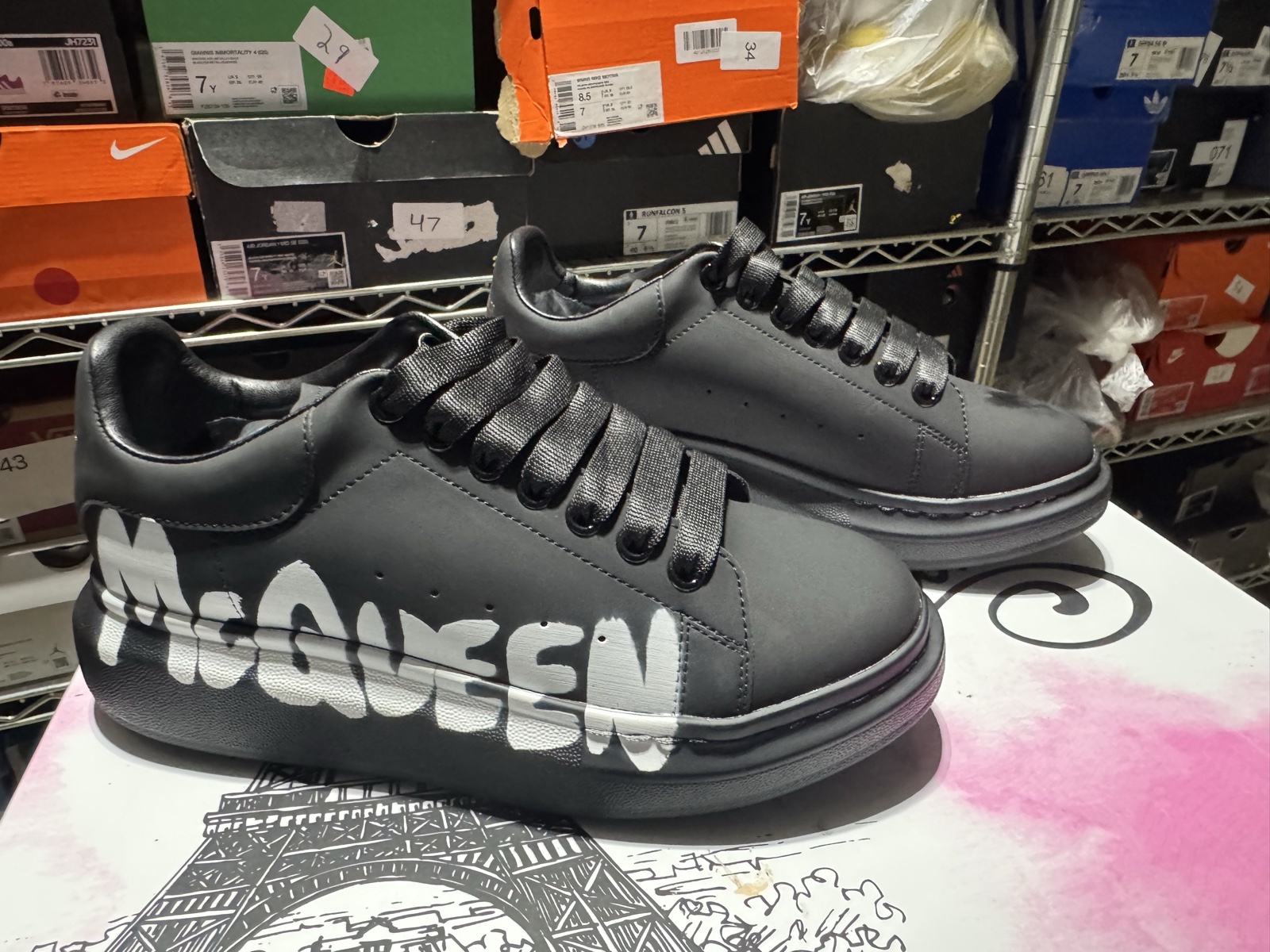 Alexander McQueen Black Graffiti Black Logo Lace-Up - size EUR 41 D