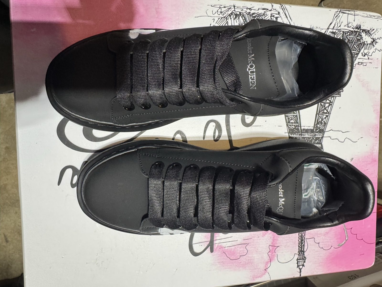 Alexander McQueen Black Graffiti Black Logo Lace-Up - size EUR 41 D image 2