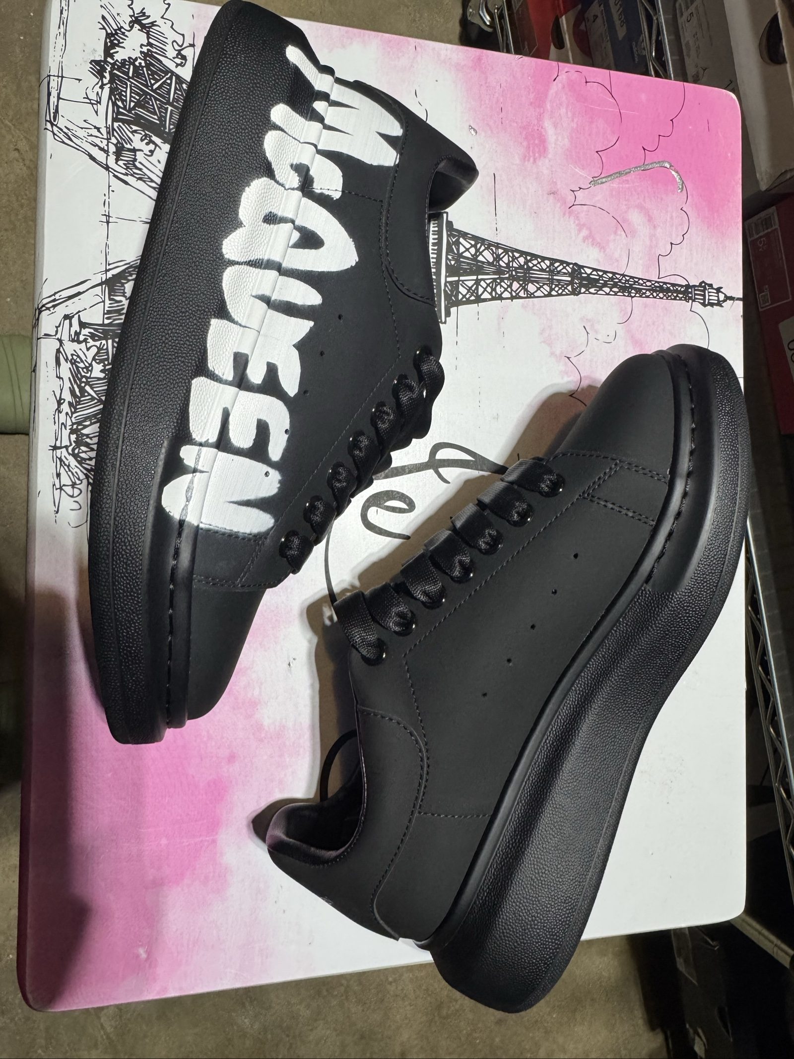 Alexander McQueen Black Graffiti Black Logo Lace-Up - size EUR 41 D image 7