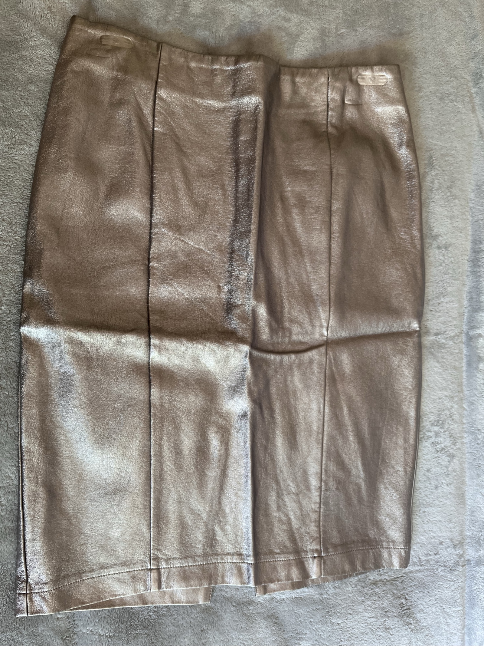 Next Gold Faux Leather Pencil Skirt UK 12