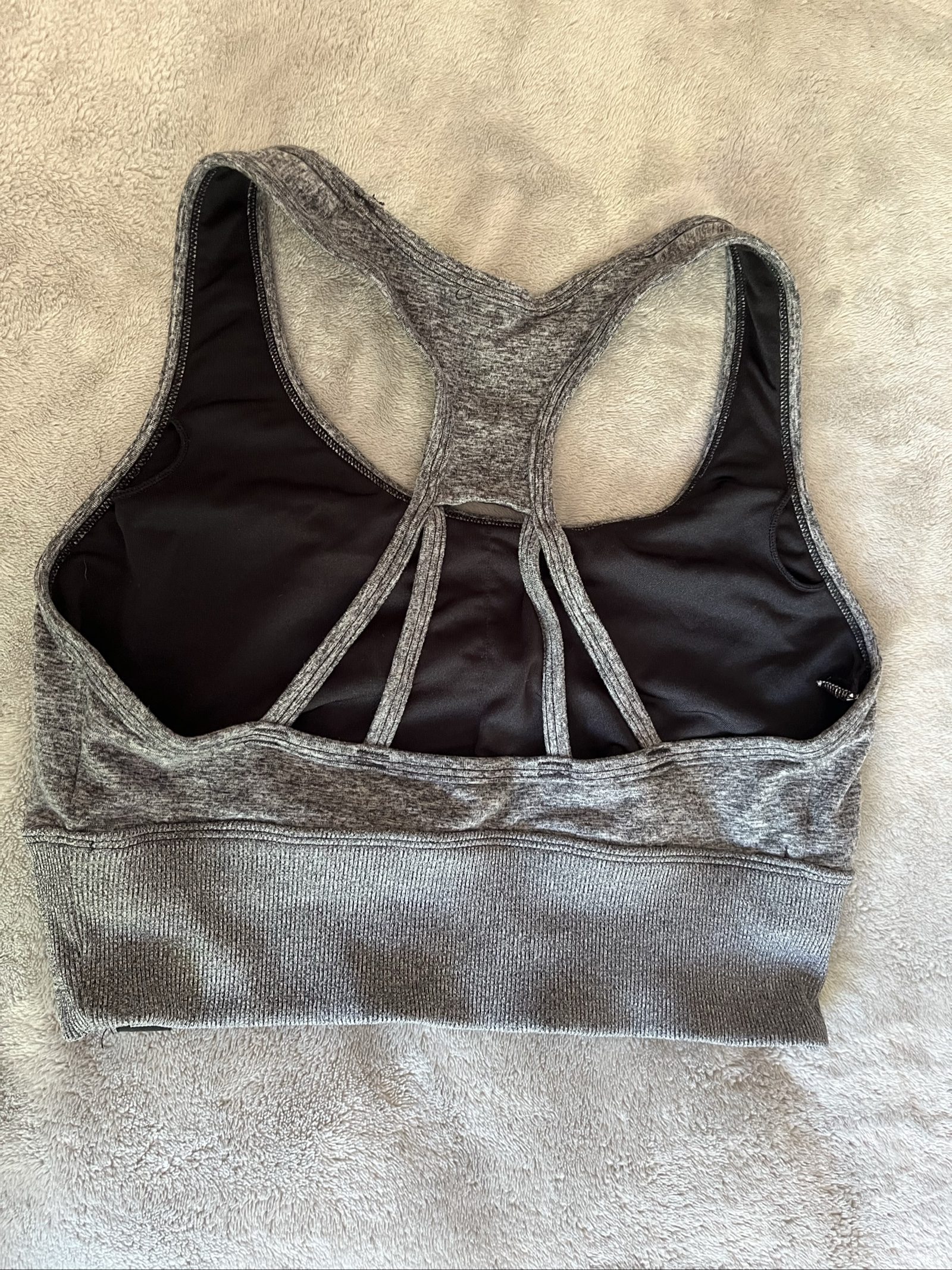 Zella Grey Marl Racerback Sports Bra Medium Stretch M image 3