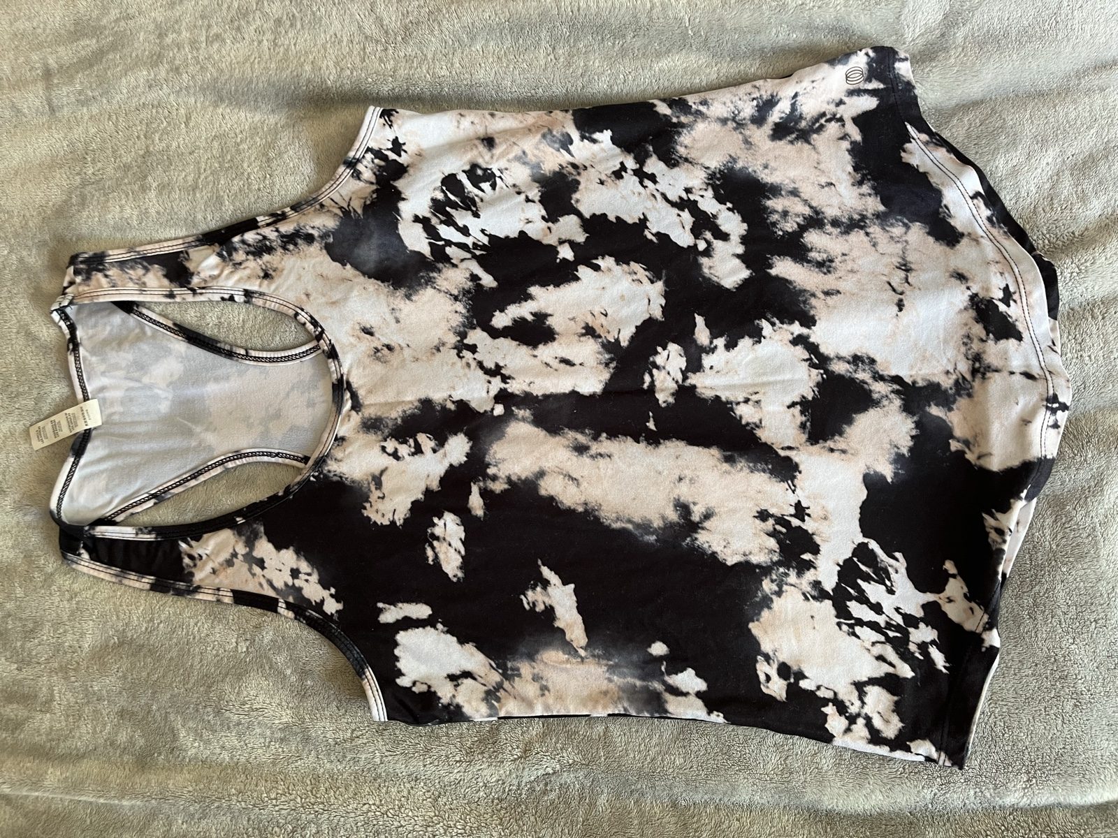 Balance Collection Black & White Tie-Dye Racerback Vest Top Medium