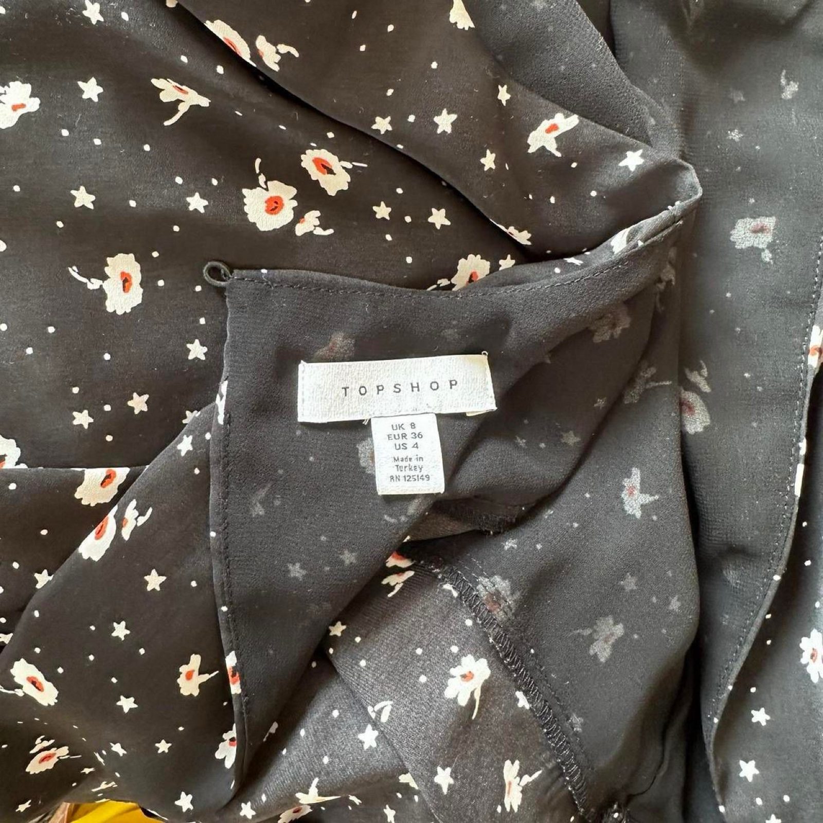 Topshop Floral Print Black Mini Dress - UK Size 8 image 4