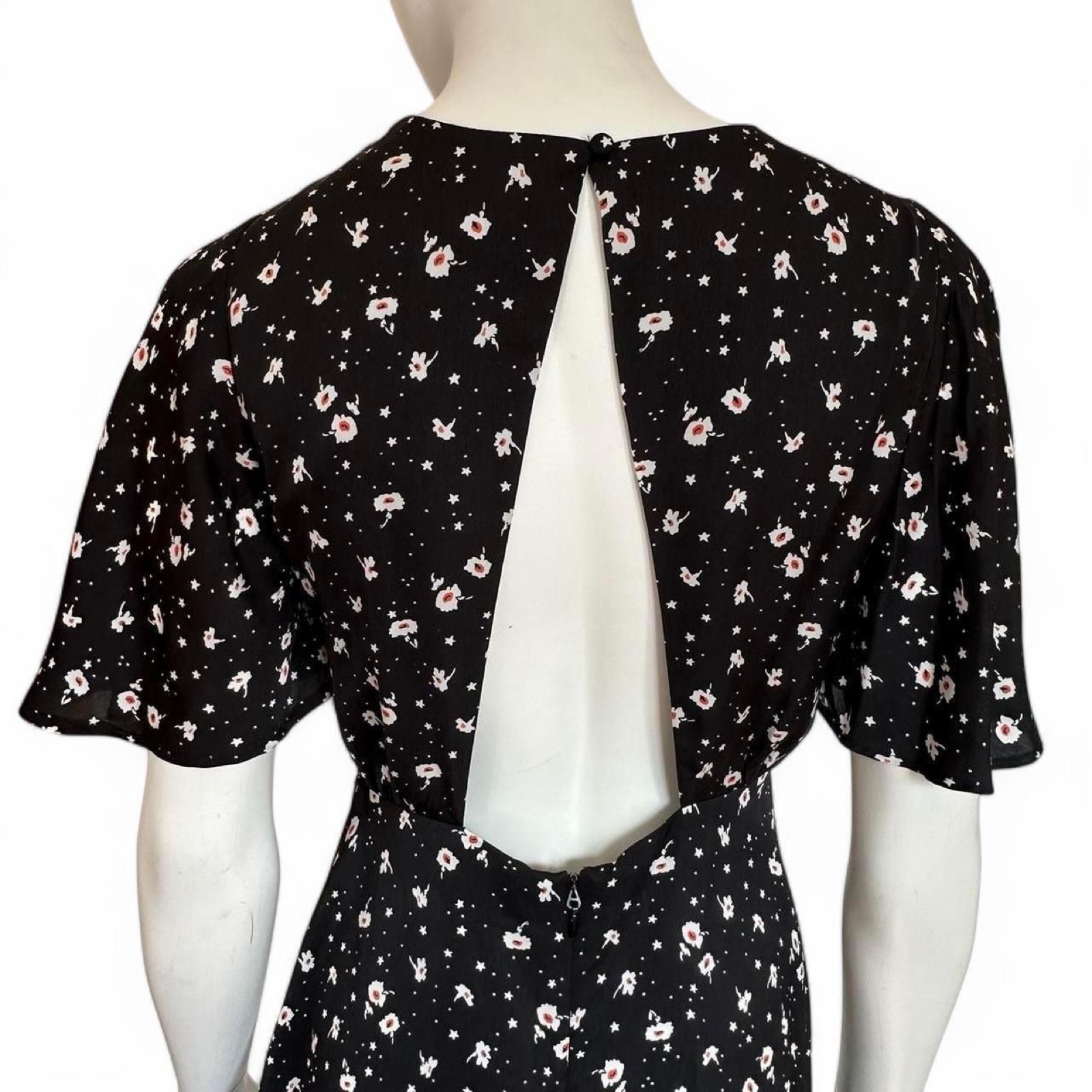 Topshop Floral Print Black Mini Dress - UK Size 8 image 5