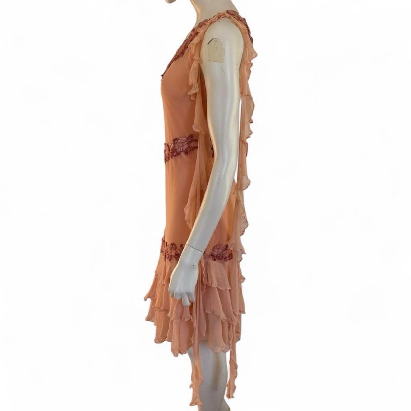Vintage After Six Y2K Apricot Silk Asymmetric Dress - UK 10 image 2