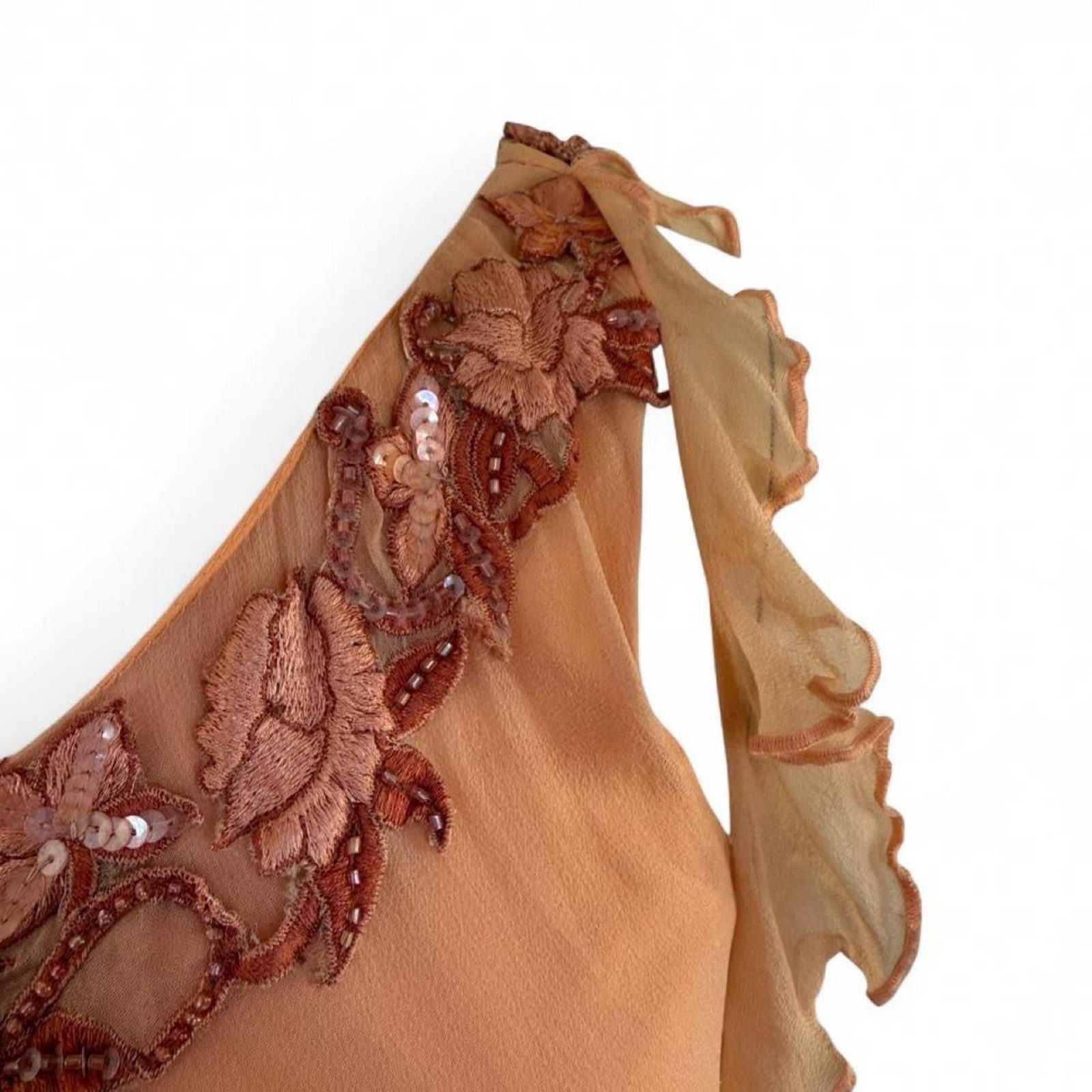 Vintage After Six Y2K Apricot Silk Asymmetric Dress - UK 10 image 6