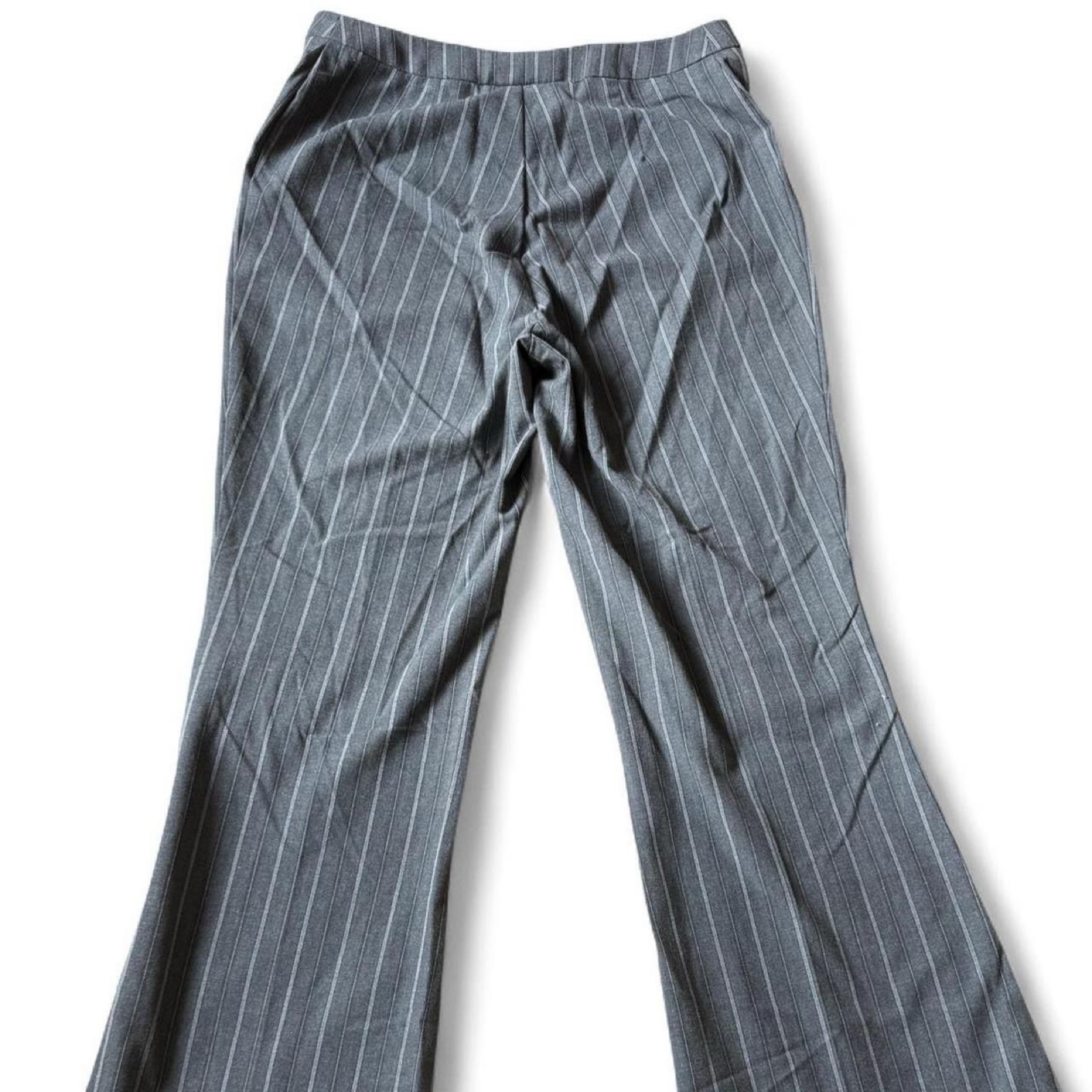Vintage M&S Grey Pinstripe Bootcut Trousers - UK Size 8 image 2