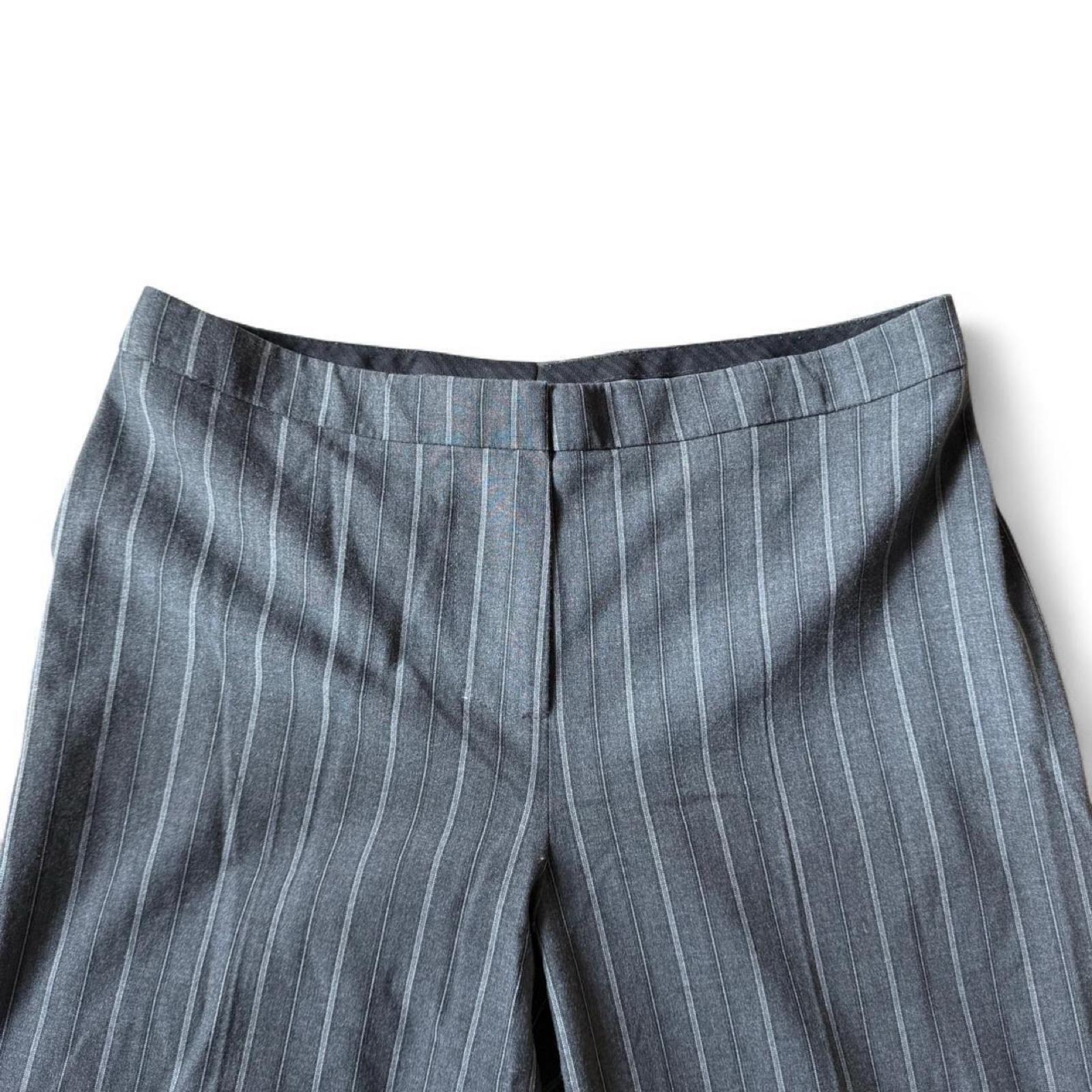 Vintage M&S Grey Pinstripe Bootcut Trousers - UK Size 8 image 3