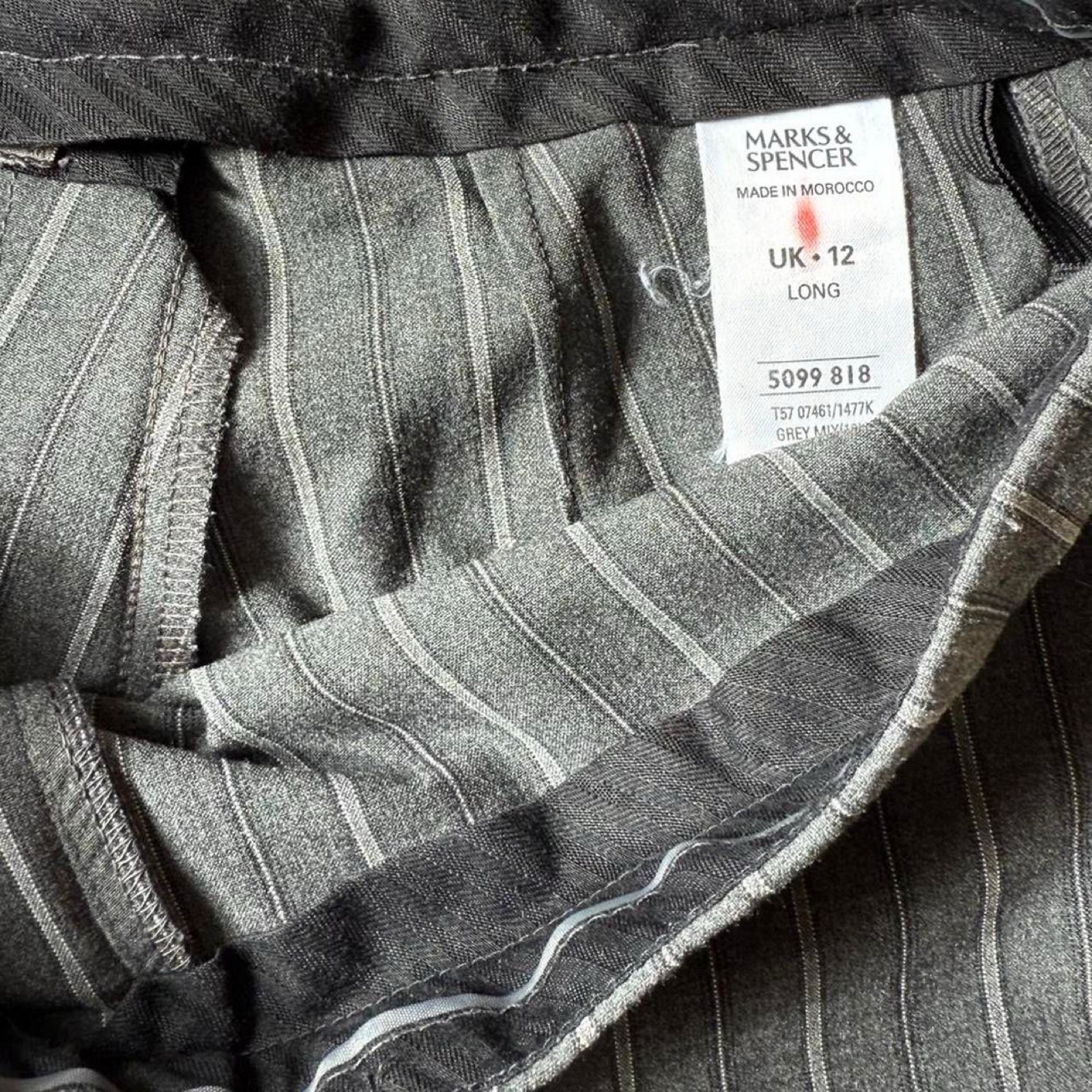 Vintage M&S Grey Pinstripe Bootcut Trousers - UK Size 8 image 4