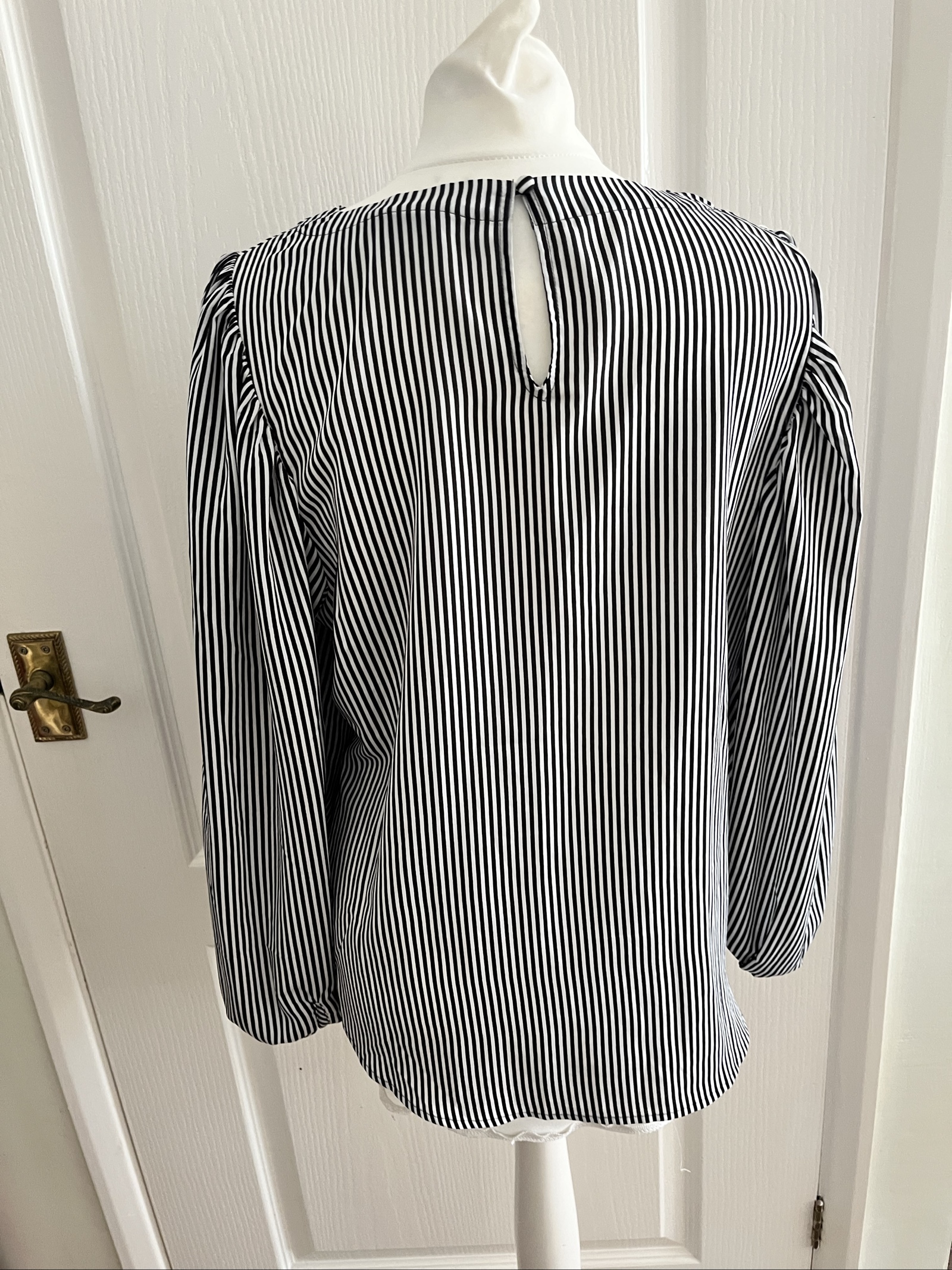 Next Black & White Striped Blouse UK 12 Polyester Long Sleeve image 3