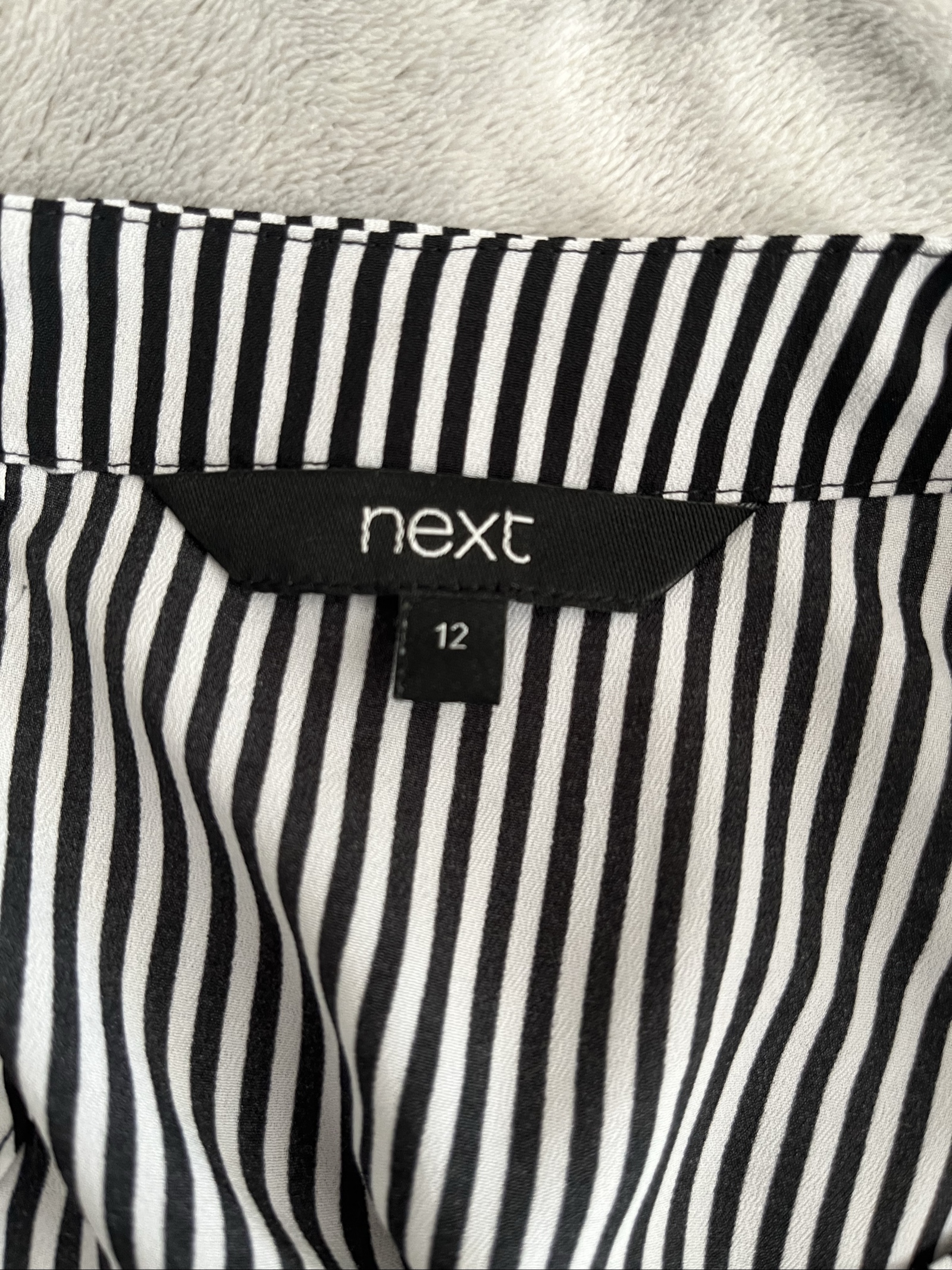 Next Black & White Striped Blouse UK 12 Polyester Long Sleeve image 4