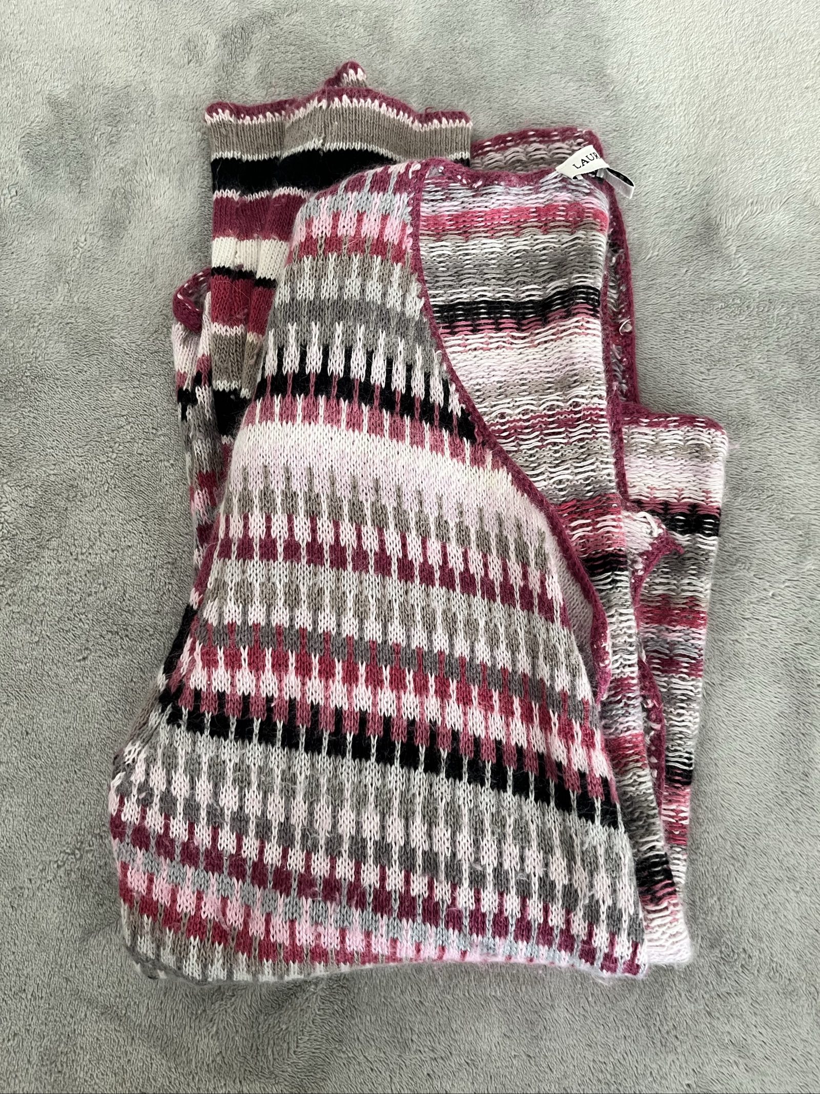 Vintage Laura Ashley Pink Grey & Black Patterned Knit Cardigan UK 12 image 8