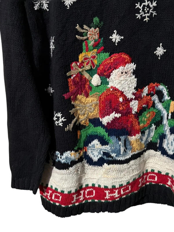 Vintage Christmas Sweater - heavy Knitted - Hand Crocheted image 3