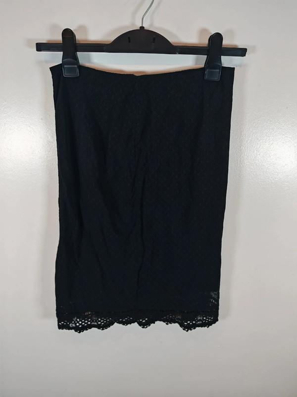 La Redoute Black Textured Mini Skirt - UK 10 / US 8 - Lace Hem Cotton Blend - Swiss image 2