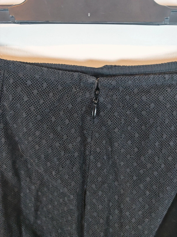 La Redoute Black Textured Mini Skirt - UK 10 / US 8 - Lace Hem Cotton Blend - Swiss image 6