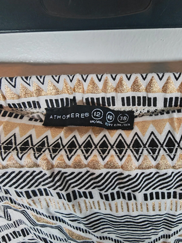 Atmosphere Women's Pencil Skirt Size UK 12 Black Gold Geometric Aztec Stretch image 4