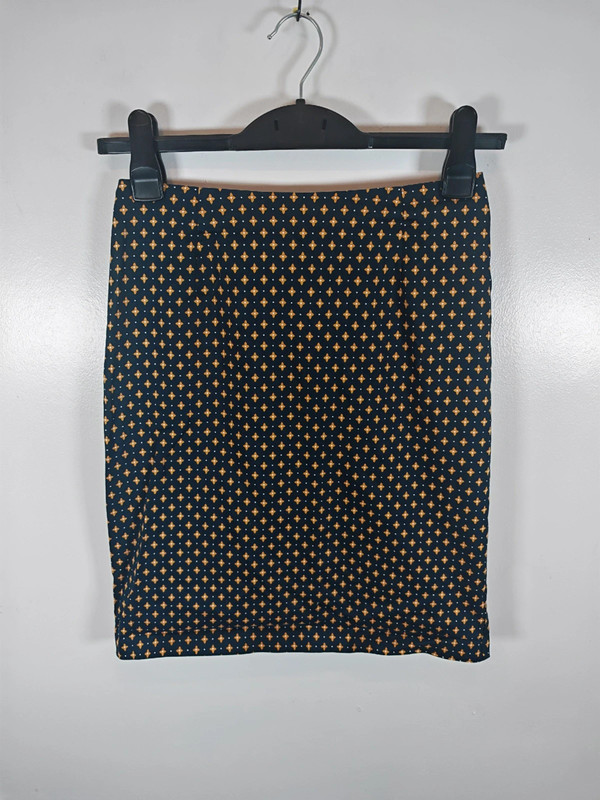 La Redoute RR Navy Geometric Print Pencil Skirt Women’s UK 10 Stretch Cotton image 2
