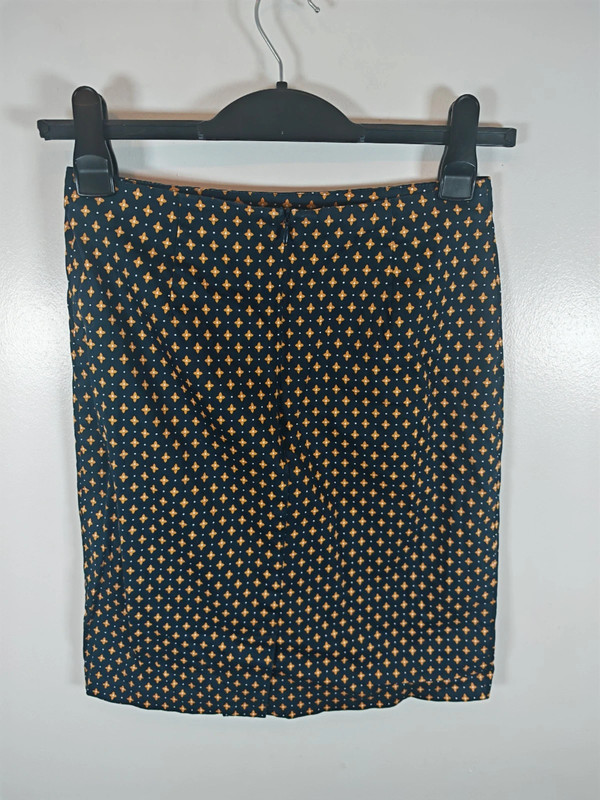 La Redoute RR Navy Geometric Print Pencil Skirt Women’s UK 10 Stretch Cotton image 3