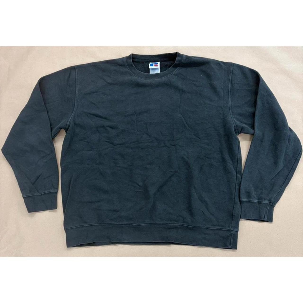 Russell Athletic Black Crewneck Sweatshirt – Classic Blank Fleece (Size 2XL)