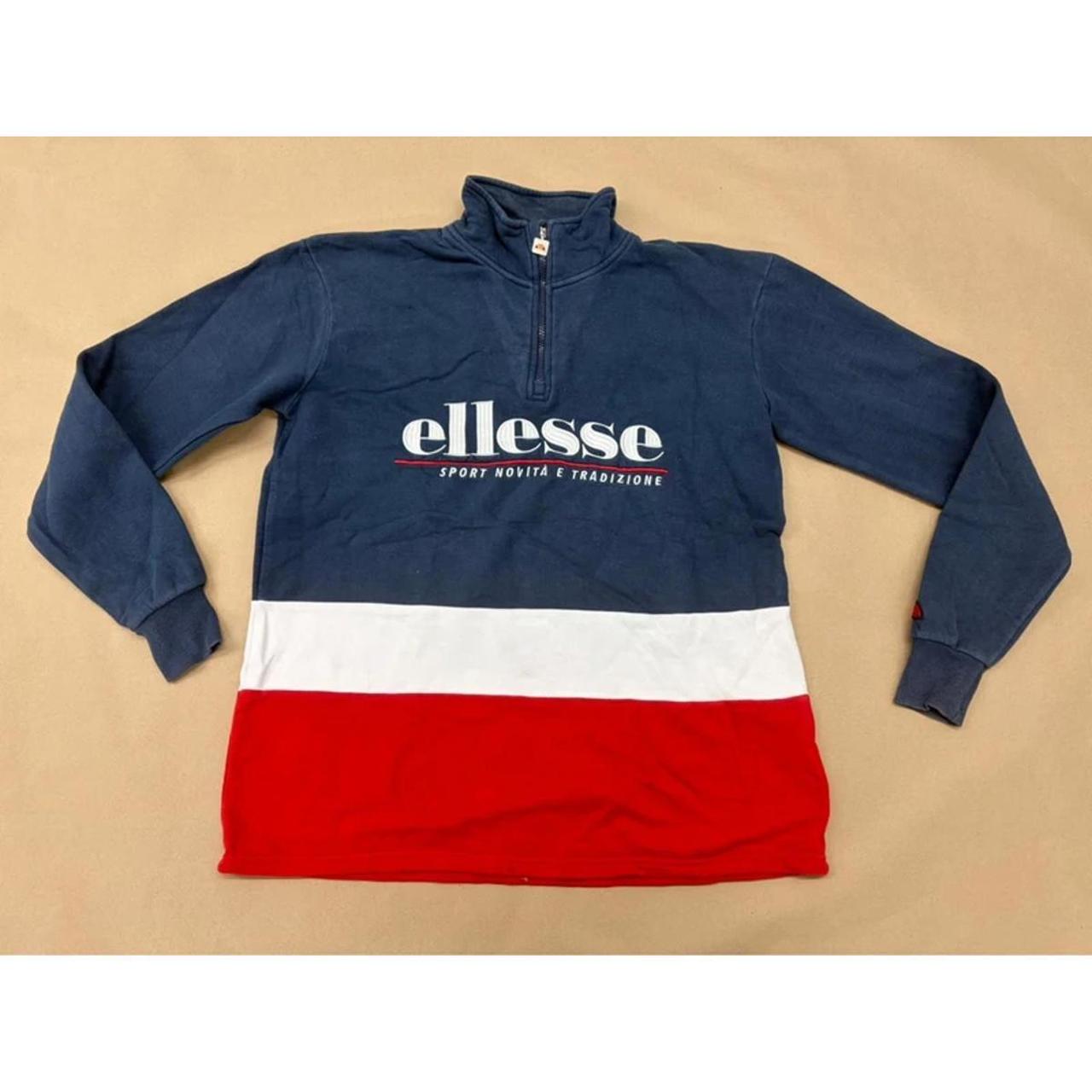 Ellesse 1/4 Zip Sweatshirt – Navy / White / Red – Colorblock – Size XS