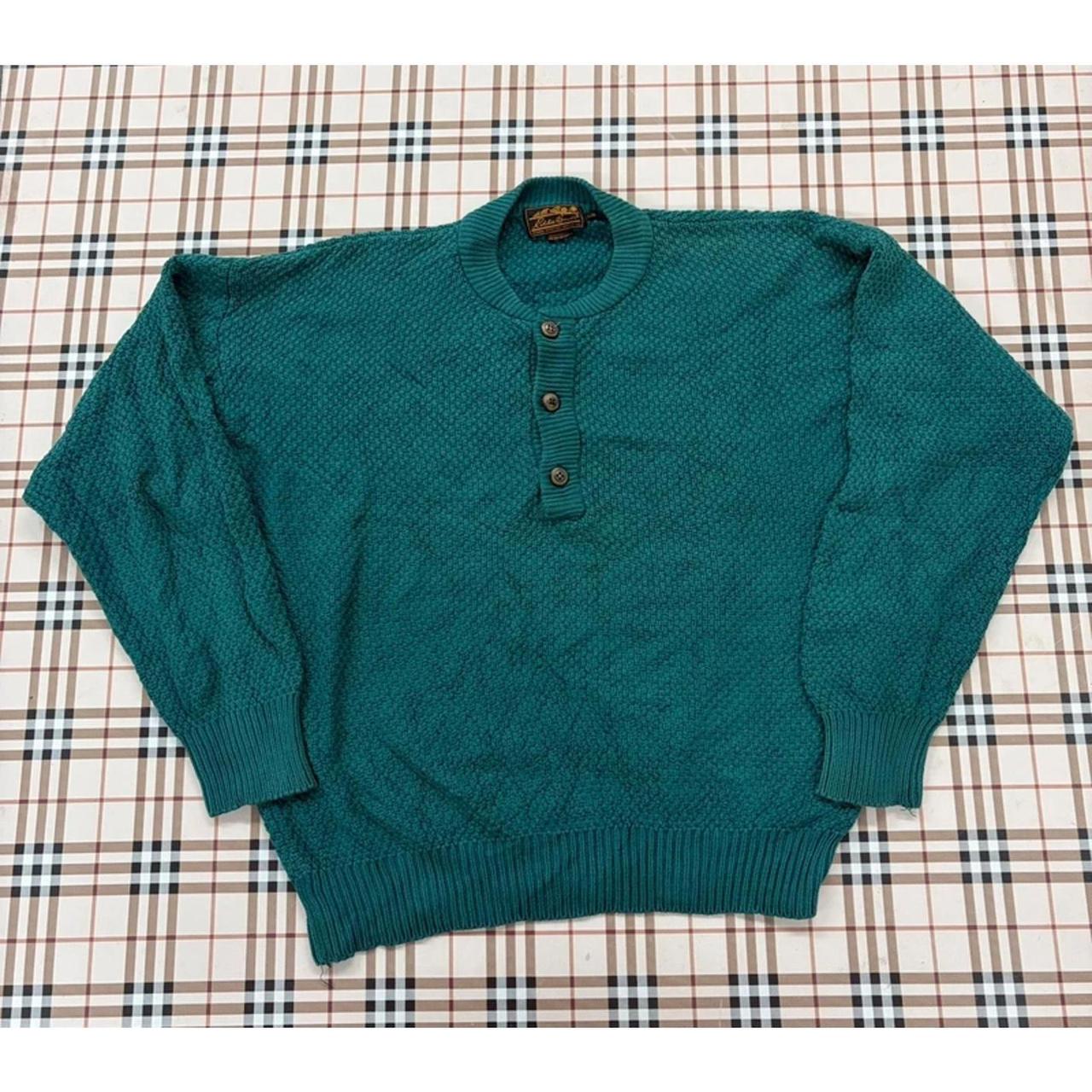 Eddie Bauer Teal Chunky Knit Henley Jumper Size L/G