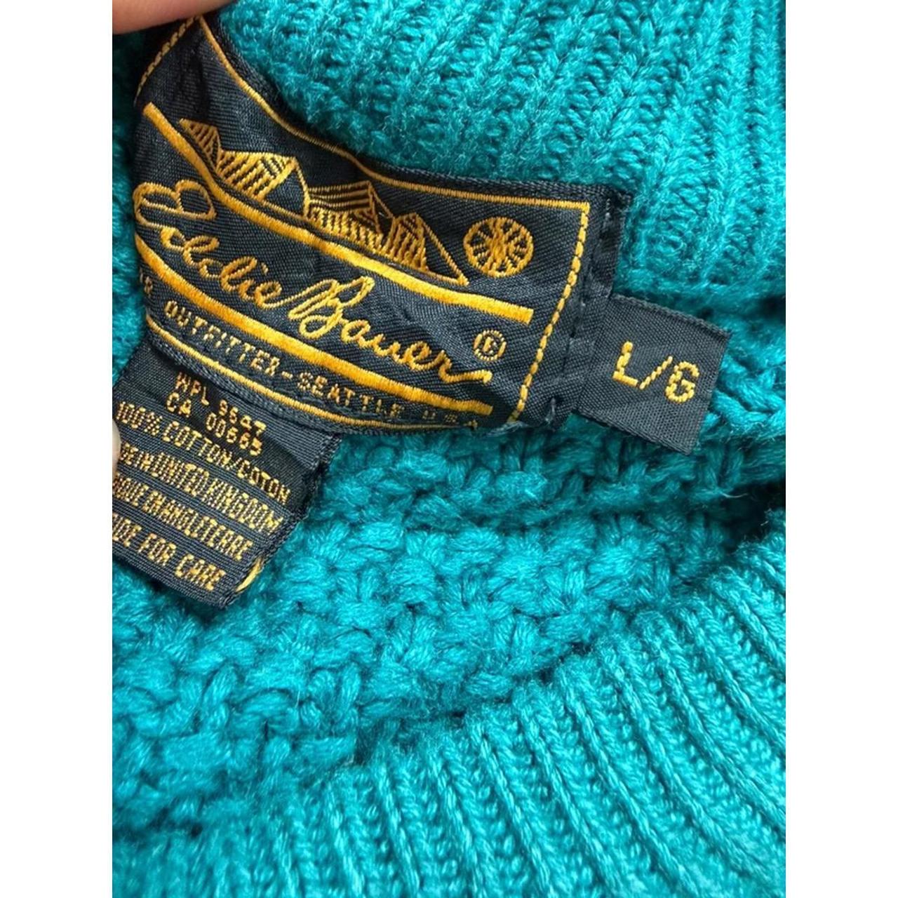 Eddie Bauer Teal Chunky Knit Henley Jumper Size L/G image 2