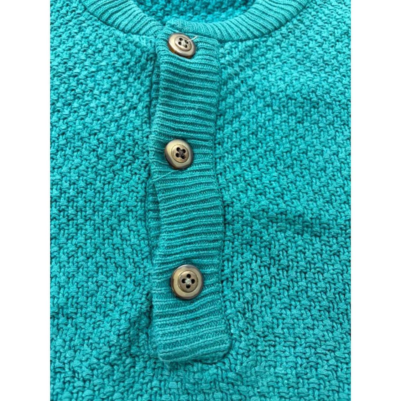 Eddie Bauer Teal Chunky Knit Henley Jumper Size L/G image 4
