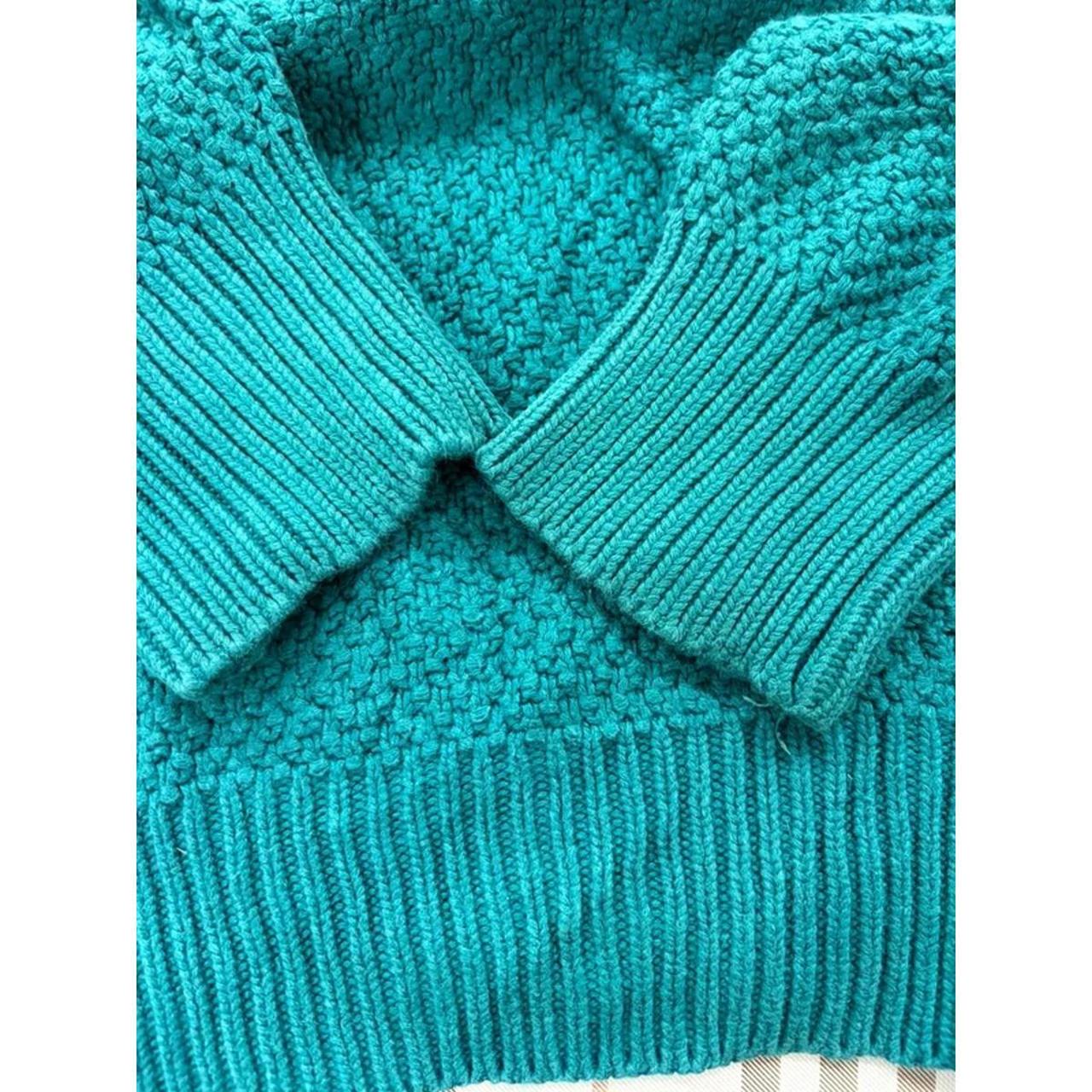 Eddie Bauer Teal Chunky Knit Henley Jumper Size L/G image 7