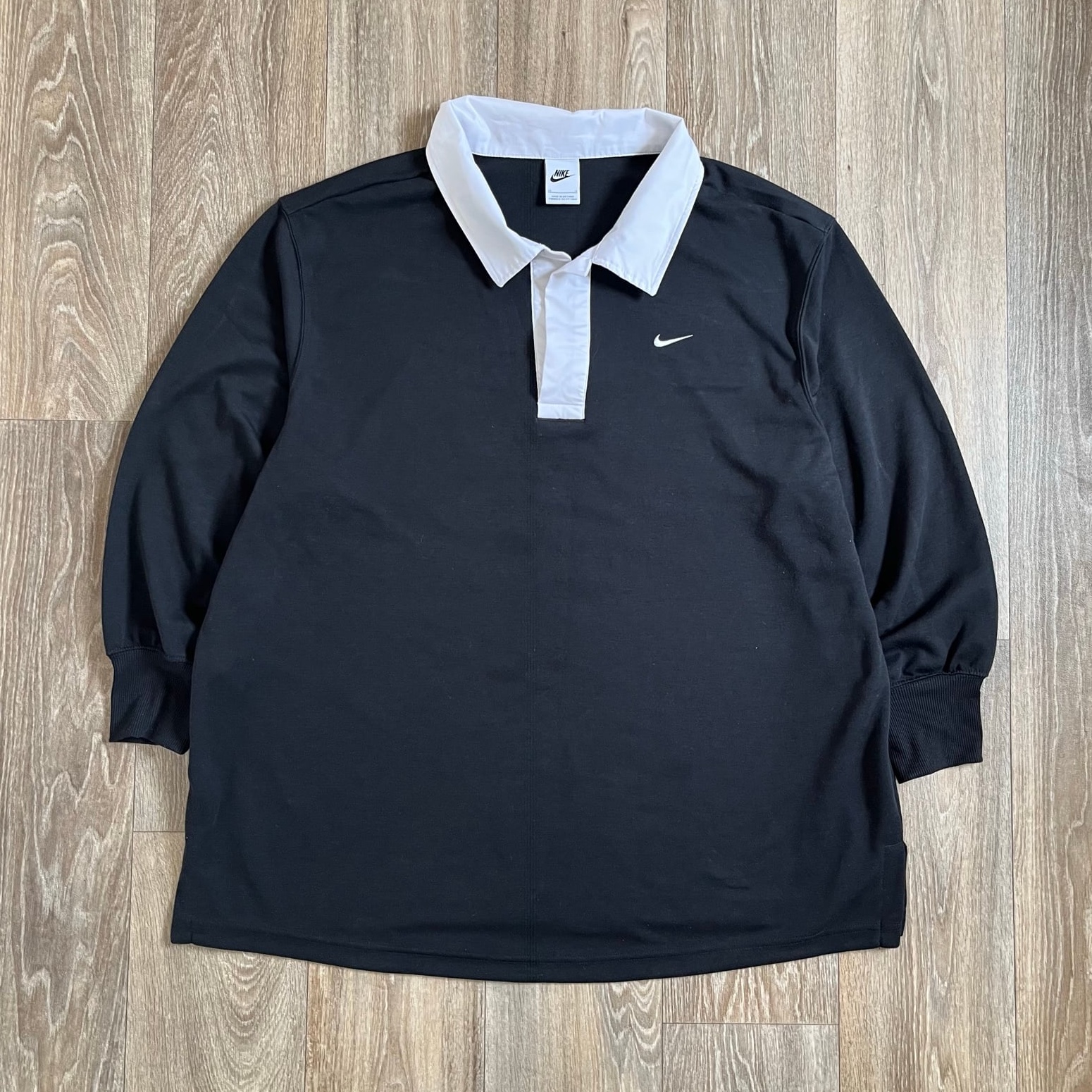 Vintage Nike Black Rugby Shirt Mens 1XL Sportswear