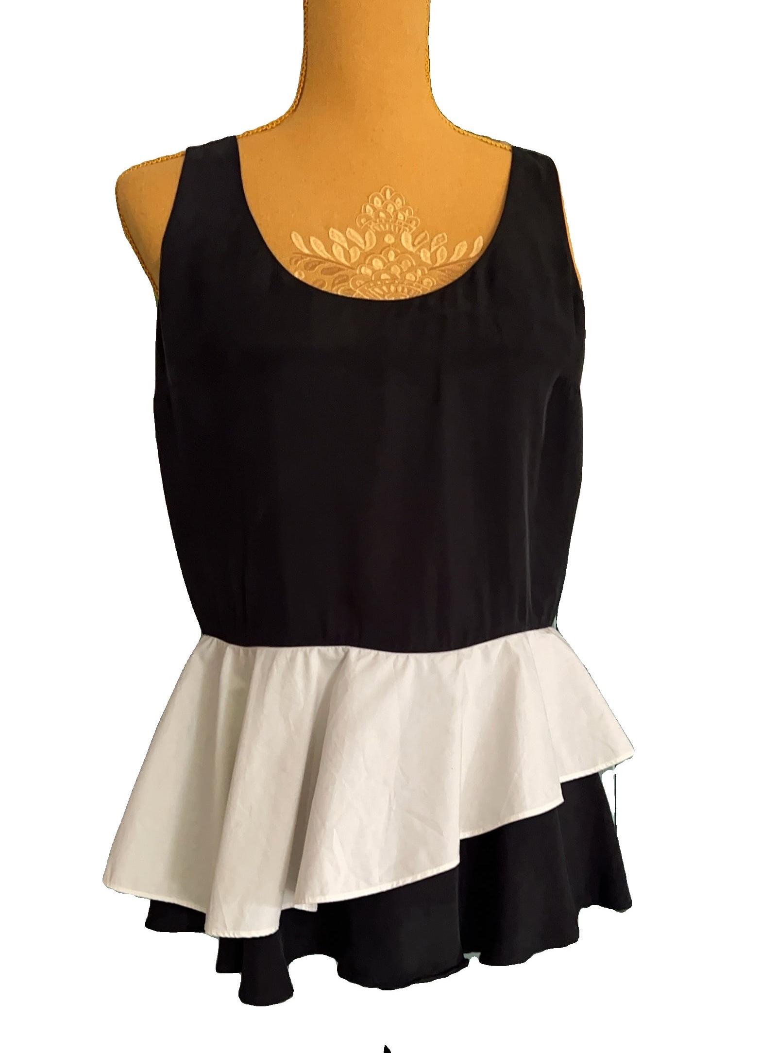 COS Black & White Peplum Sleeveless Top Elegant Layered Design