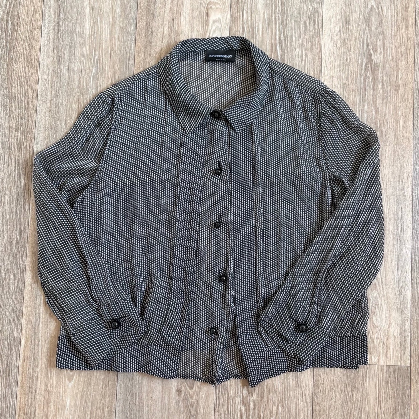 Vintage Emporio Armani Black & White Geometric Design Women’s Blouse