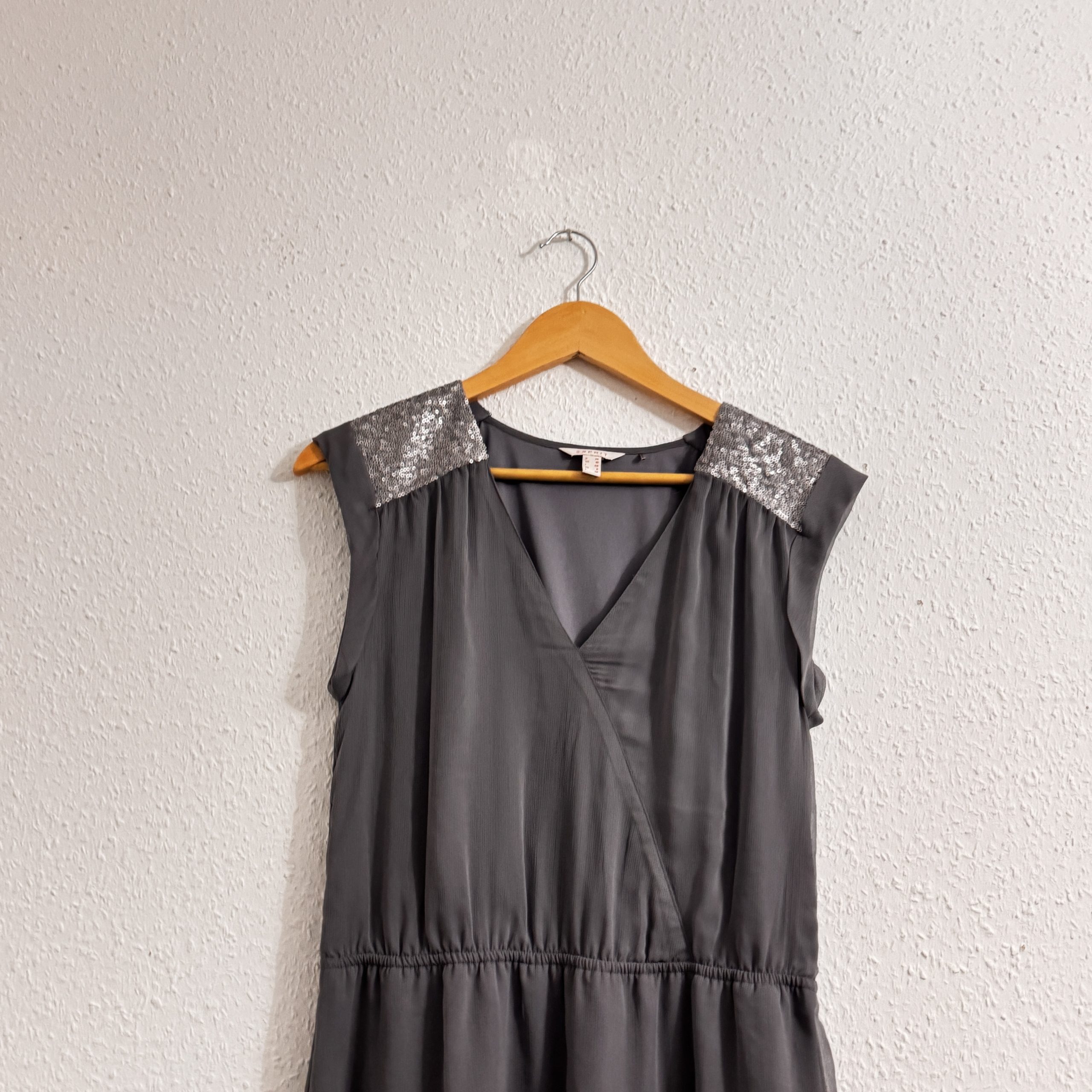 Esprit Grey Sleeveless Sequin Shoulder Dress UK 10 2311 image 2