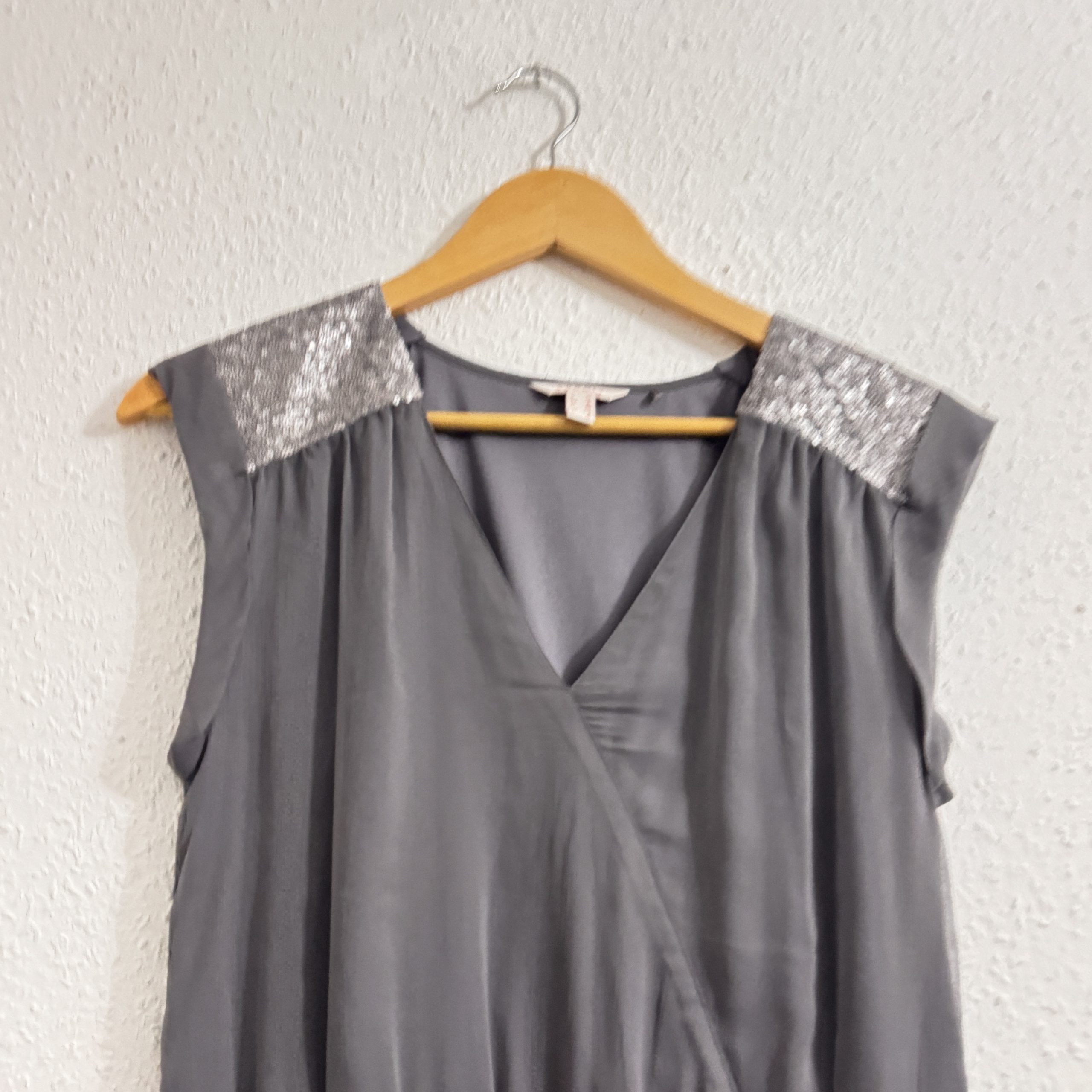 Esprit Grey Sleeveless Sequin Shoulder Dress UK 10 2311 image 4