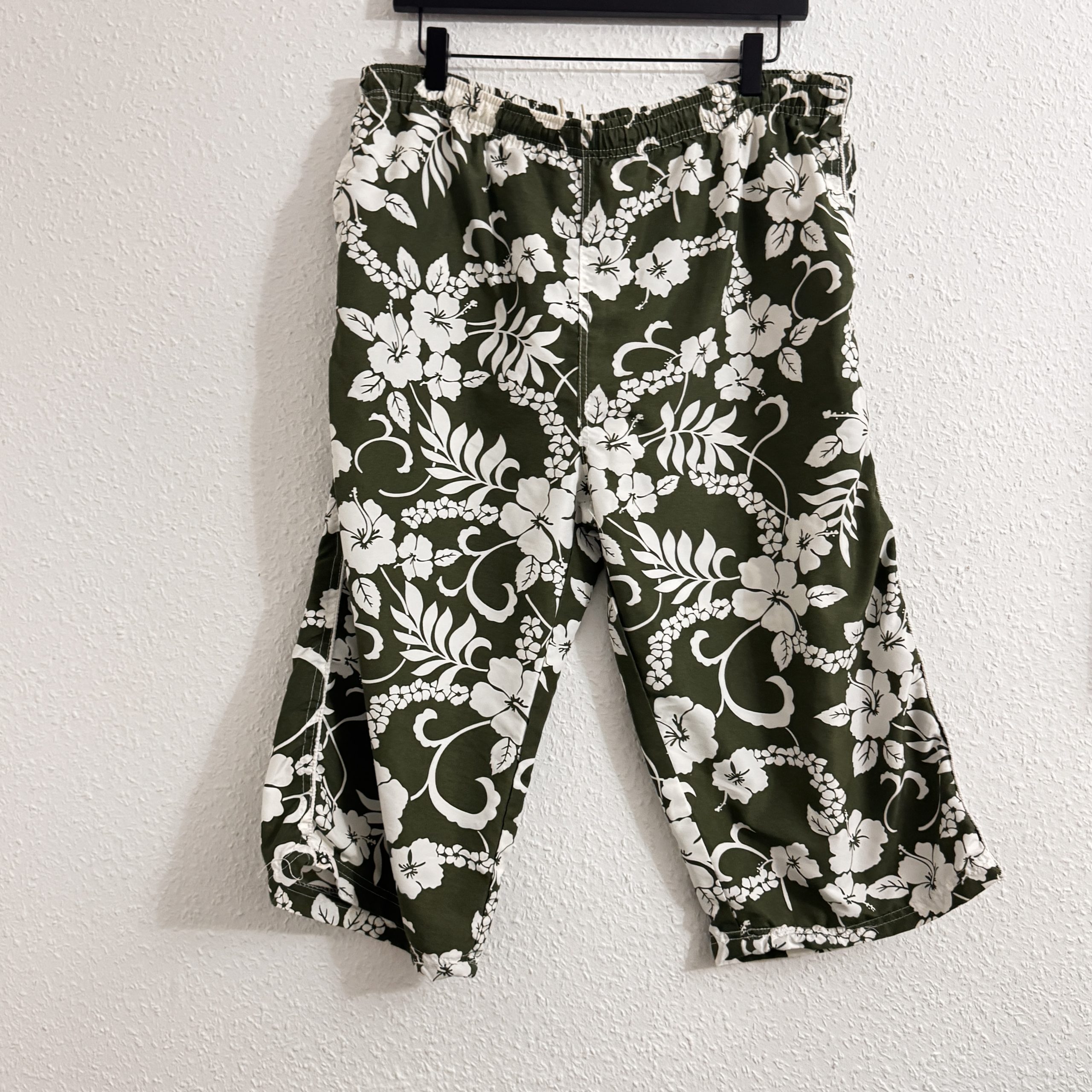 Mey Lon Mey Green & White Floral Print Casual Trousers XXL 2312
