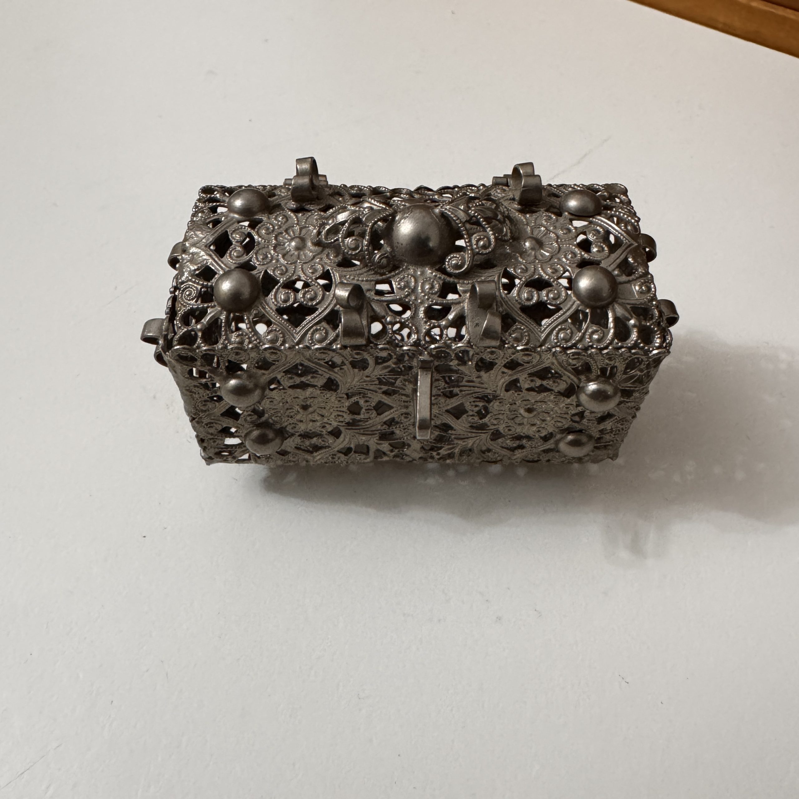 Ornate Vintage Silver Filigree Jewelry Box