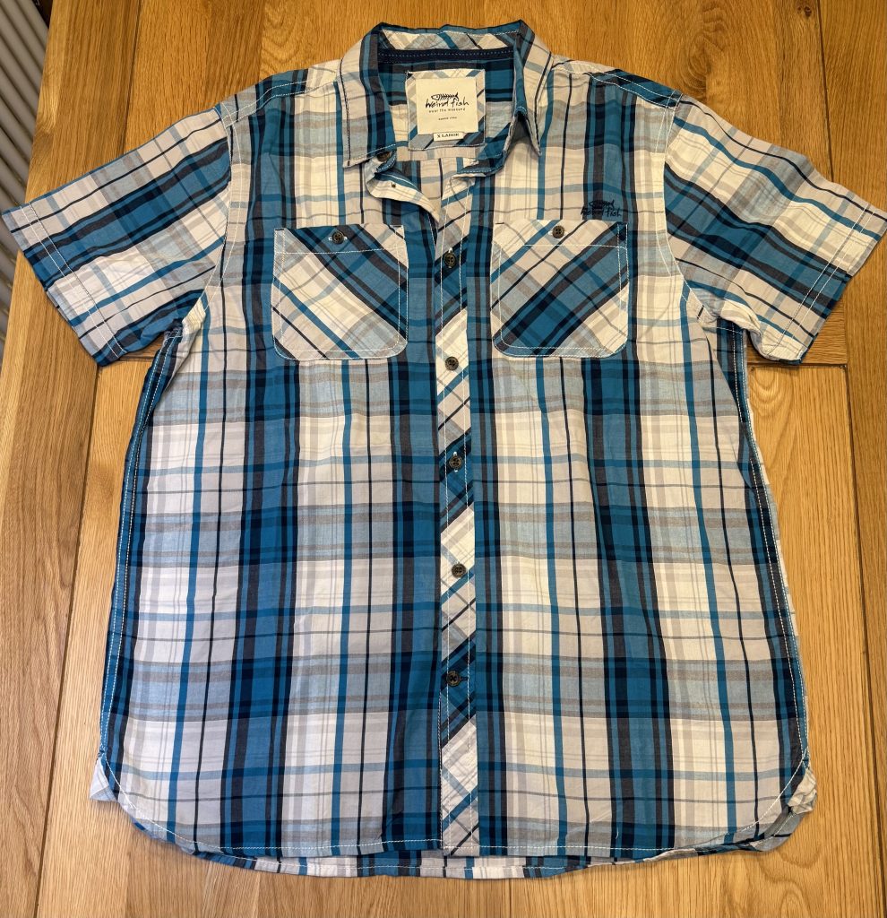 Weird Fish Blue & White Plaid Cotton Shirt XL
