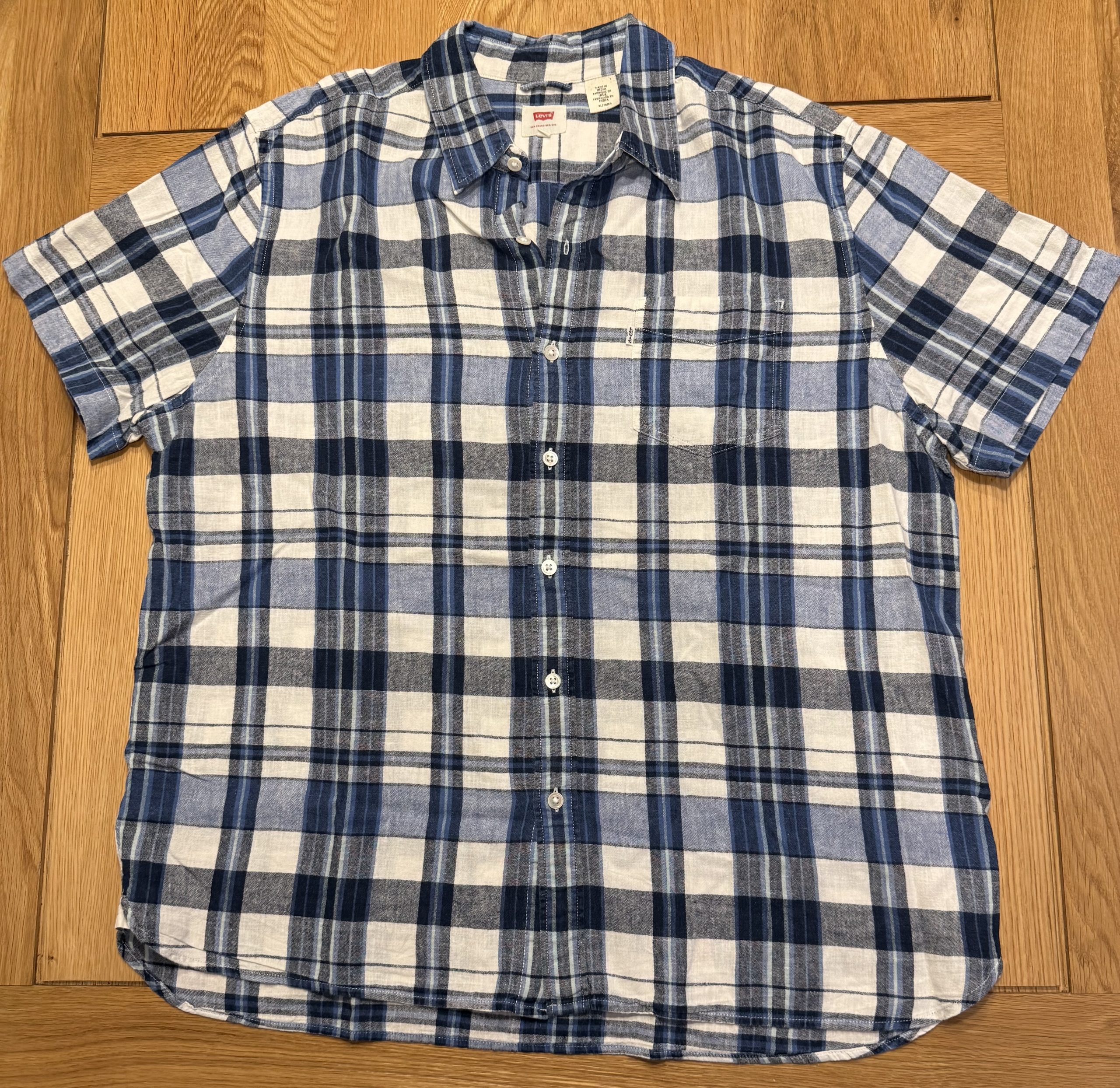 Levi's Blue & White Checked Shirt XL Cotton Casual