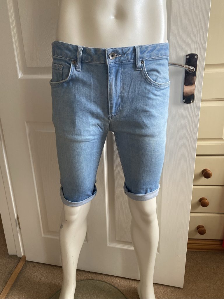 Light Blue Spray on Denim Shorts - W34"